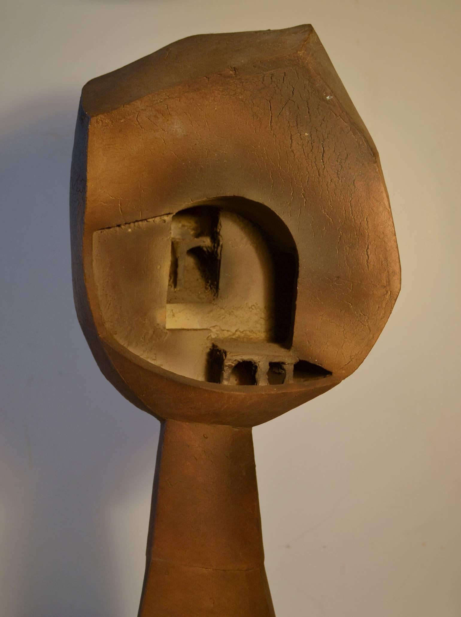 Mid-20th Century Large Cubist Ceramic Sculpture of Deconstructed Bust by Scottish Artist, 1960
