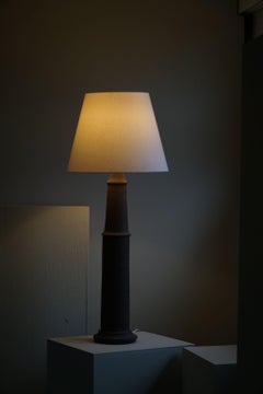 Large Brutalist Ceramic, Stoneware Floor Lamp, Danish Modern, 1970s