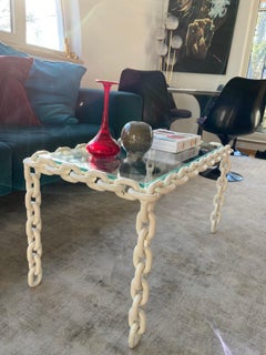 Large Brutalist Chain Link Coffee Table, 1970's