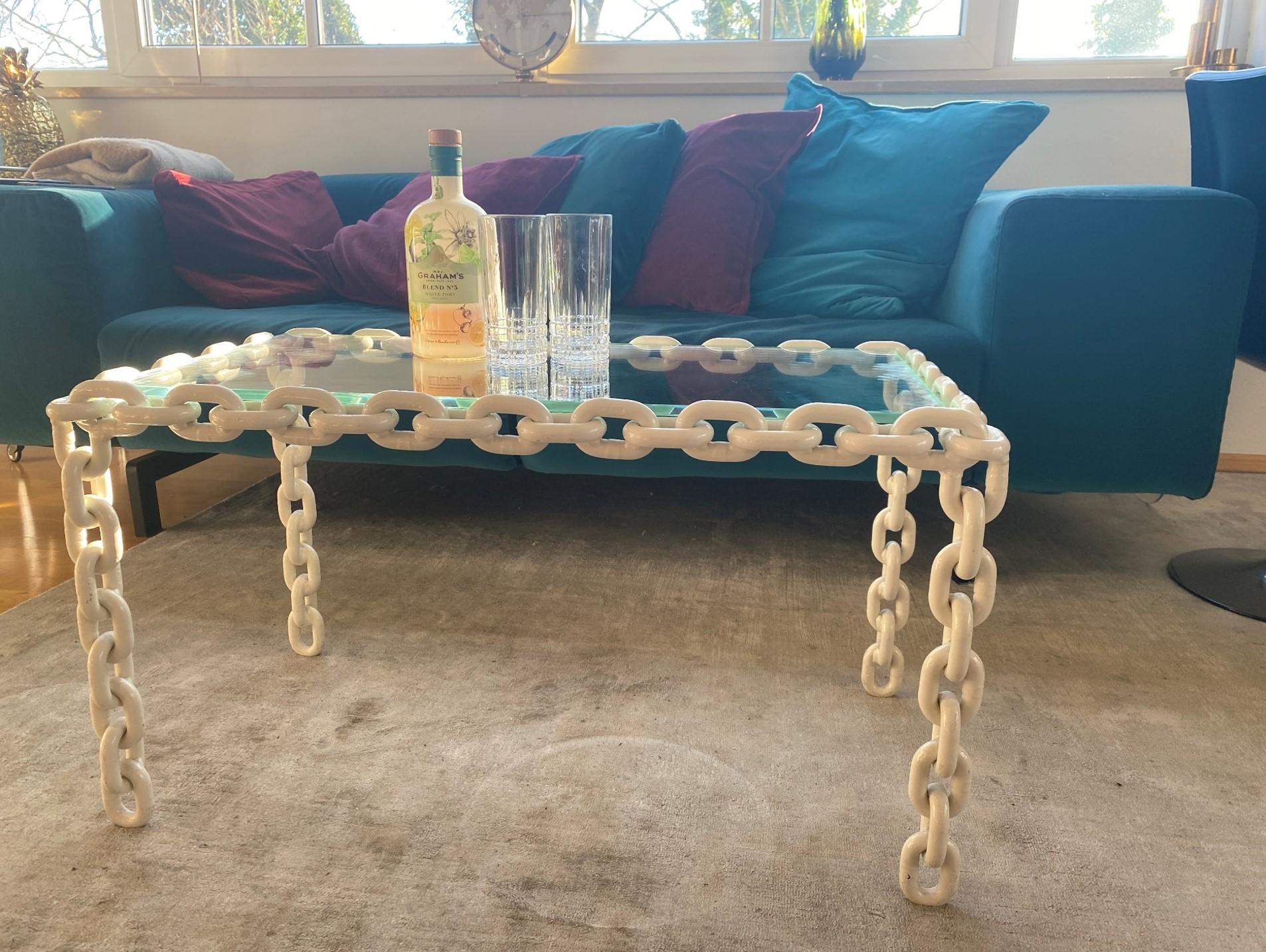 European Large Brutalist Chain Link Coffee Table, 1970's For Sale