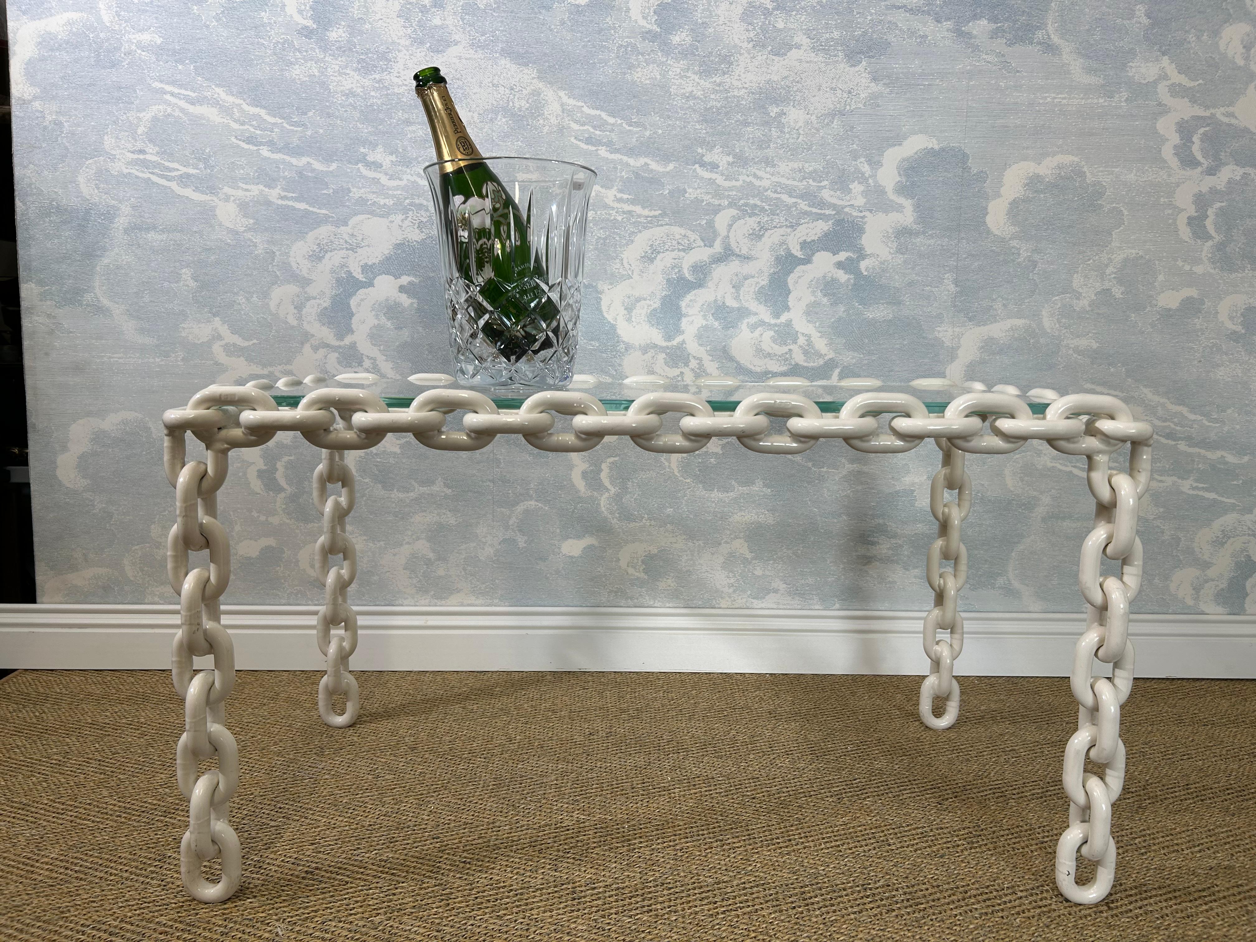 Metal Large Brutalist Chain Link Coffee Table, 1970's For Sale