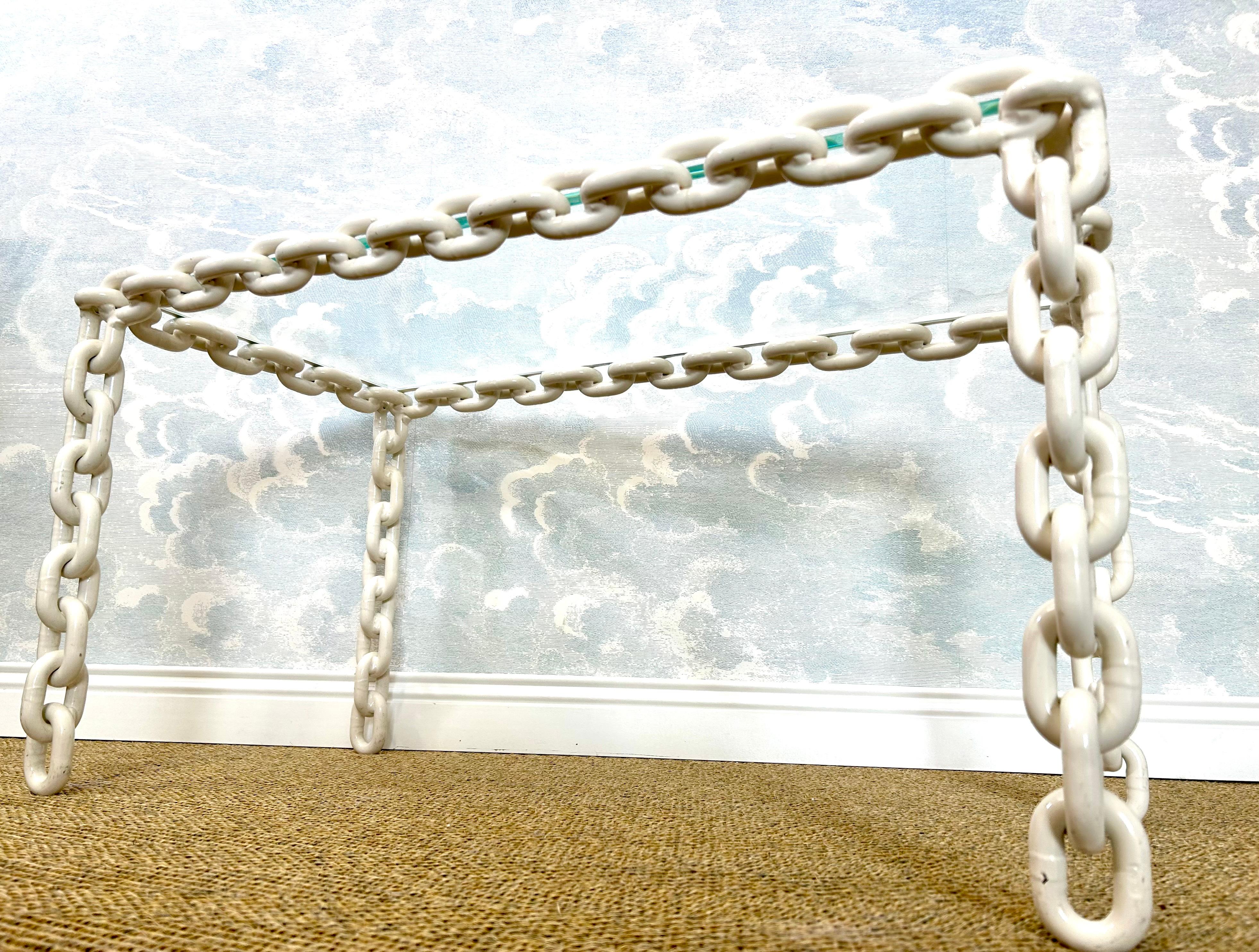 Large Brutalist Chain Link Coffee Table, 1970's For Sale 1