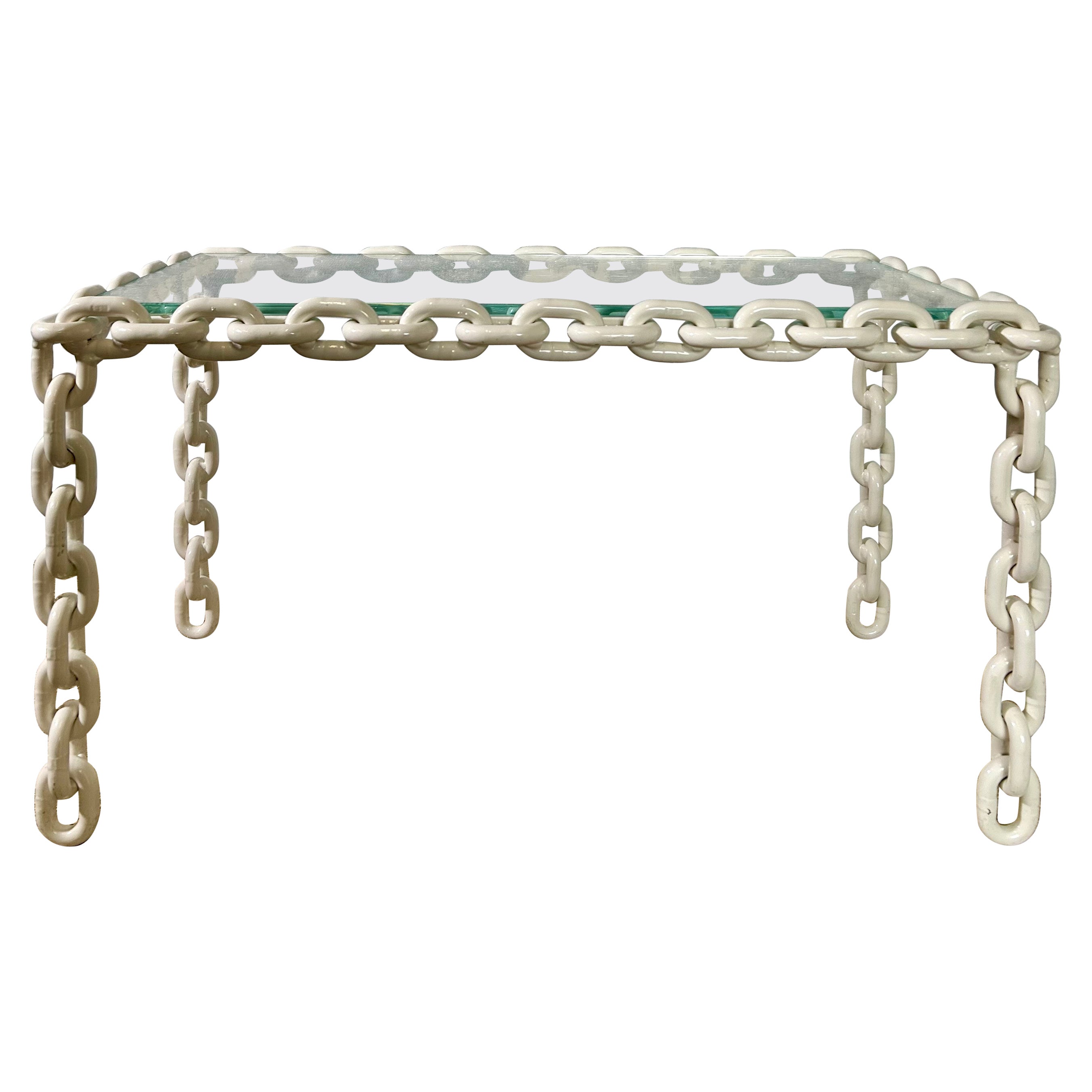 Large Brutalist Chain Link Coffee Table, 1970's For Sale