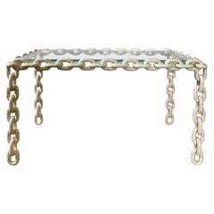 Large Brutalist Chain Link Coffee Table, 1970's
