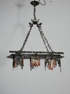 Grande lampadario a sospensione brutalista progettato da Tom Ahlström & Hans Ehrlich, 1970