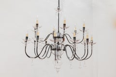 Large Brutalist Classic Wrought Iron Chandelier Designed by Günther Lambert