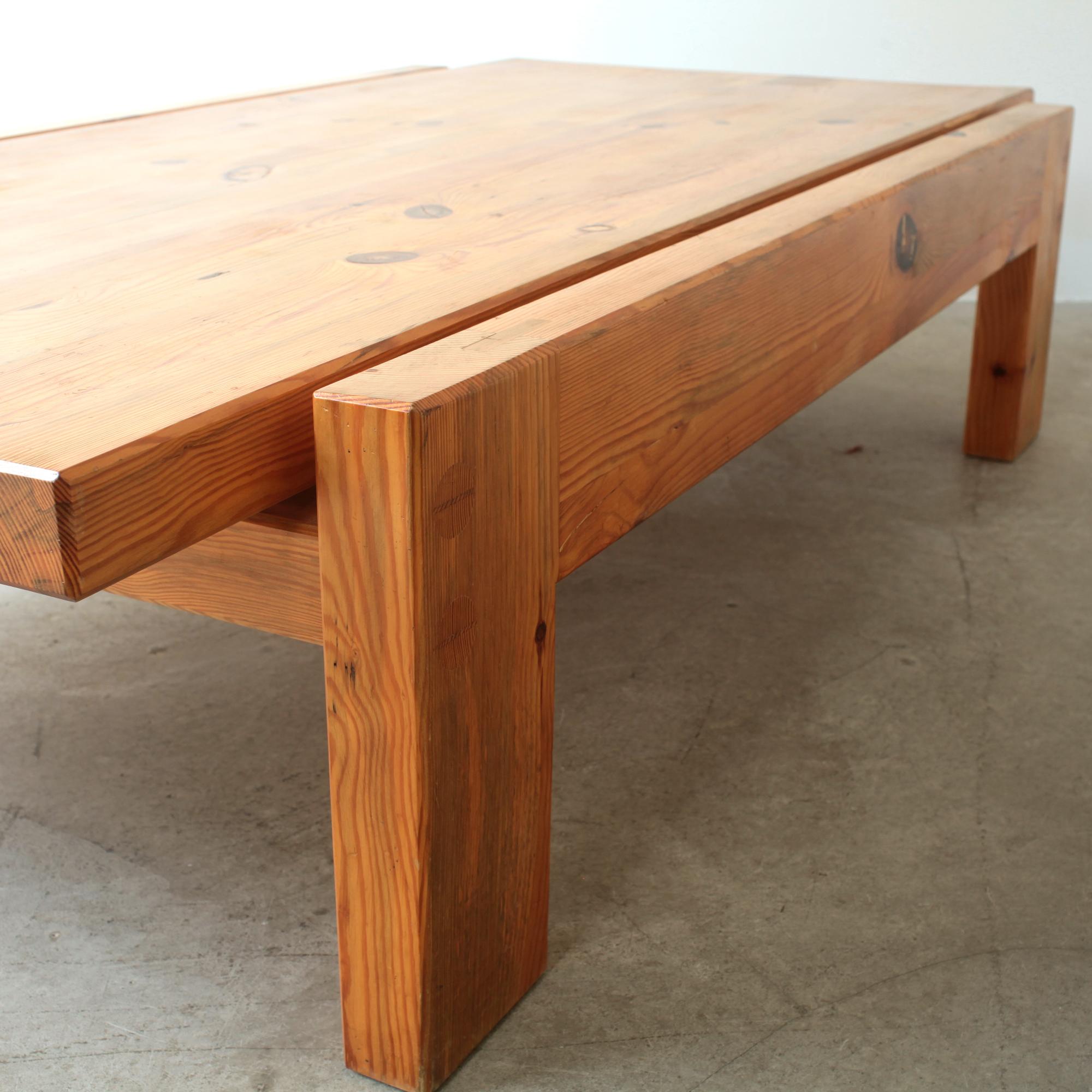 Large Brutalist Coffee / Cocktail Table Solid Pine by Sven Larsson Sweden 1970 For Sale 5