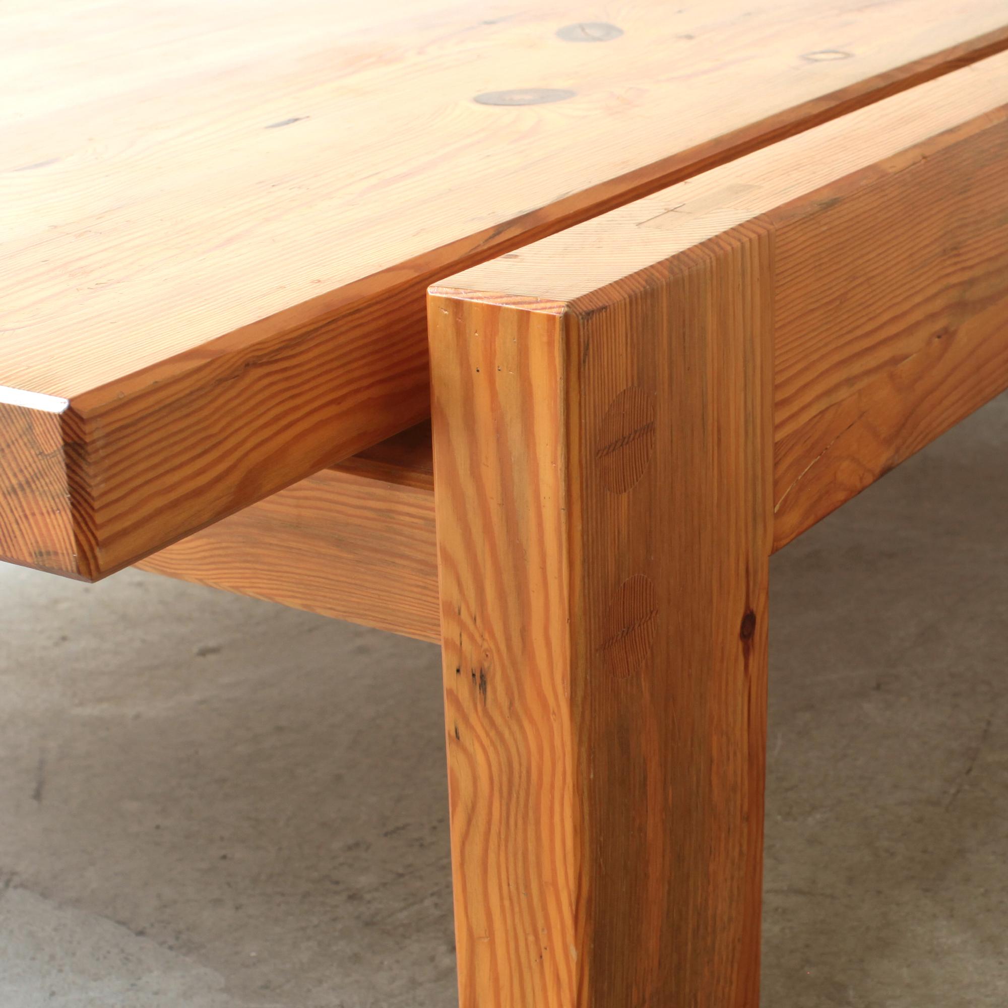 Large Brutalist Coffee / Cocktail Table Solid Pine by Sven Larsson Sweden 1970 For Sale 8