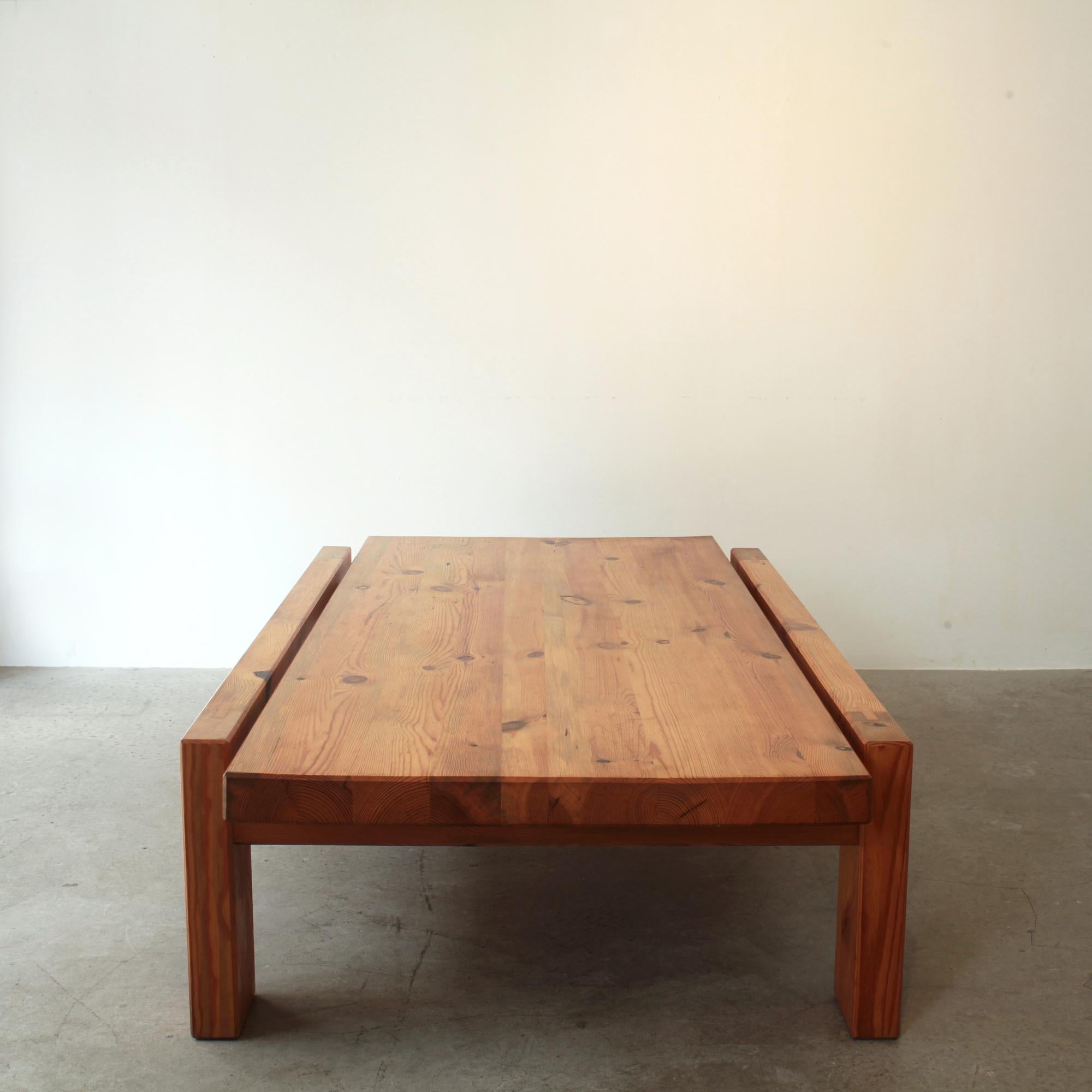 Late 20th Century Large Brutalist Coffee / Cocktail Table Solid Pine by Sven Larsson Sweden 1970 For Sale