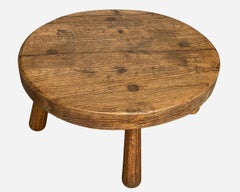 Large “brutalist” coffee table in solid oak, Belgium or France, circa 1950