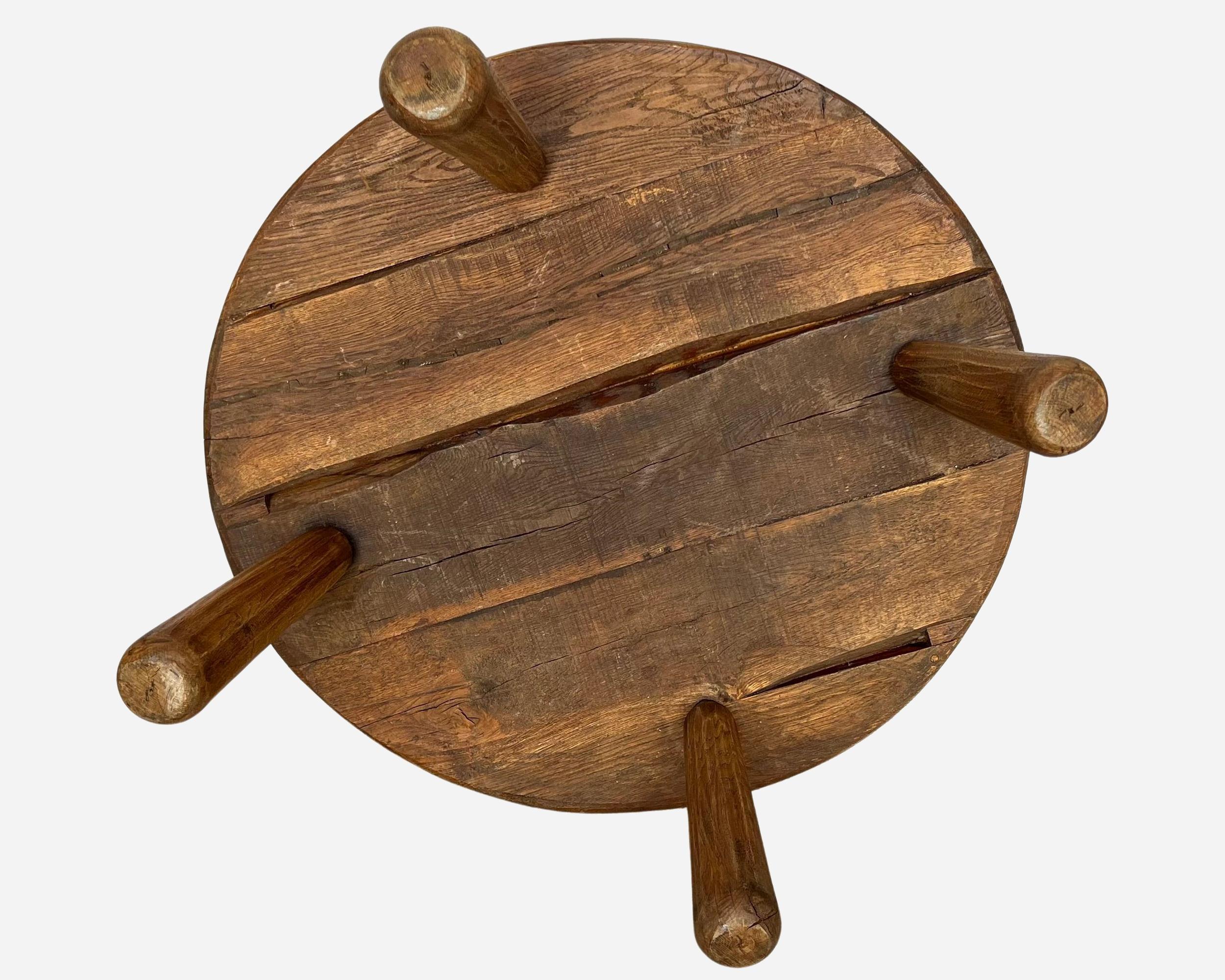 Mid-20th Century Large “brutalist” coffee table in solid oak, Belgium or France, circa 1950 For Sale