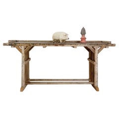 Large Brutalist Console table with beautiful patina wood