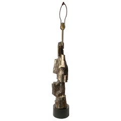 Large Brutalist Cubist Table Lamp by Richard Barr for Laurel