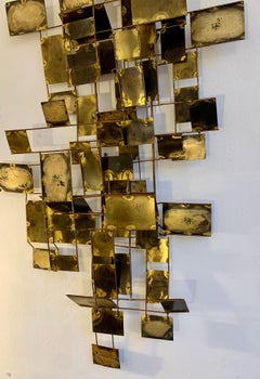 Large Brutalist Curtis Jere Brass 1972 'Labyrinth' Wall Sculpture, C Jere