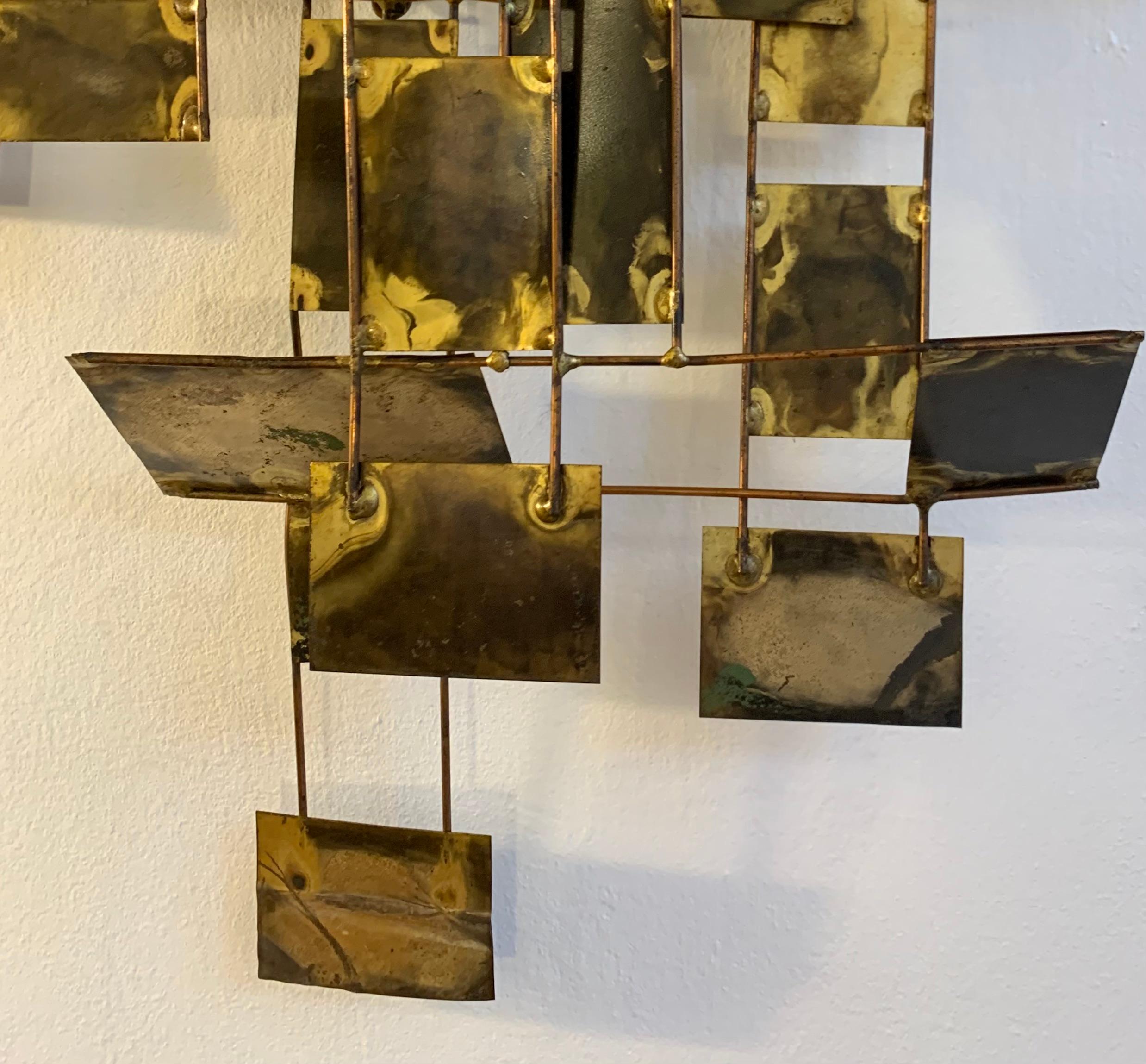 Late 20th Century Large Brutalist Curtis Jere Brass 1972 'Labyrinth' Wall Sculpture, C Jere