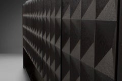 Large Brutalist Diamond Credenza in Stained Oak, Belgium, 1970s