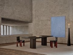 Large Brutalist Dining Table in Solid Dark Brown Oak - Brut Slim by Mokko