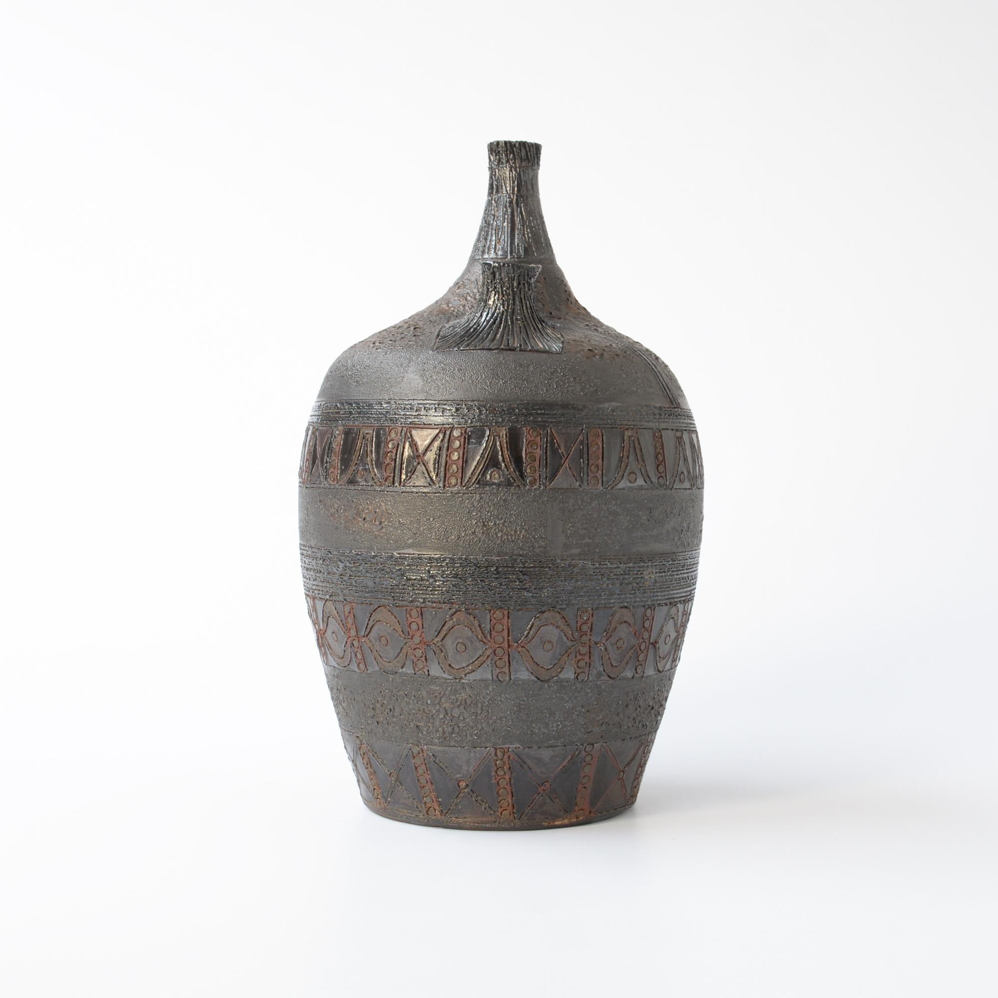 Ceramic Large Brutalist Double-Spout Amphora Vase