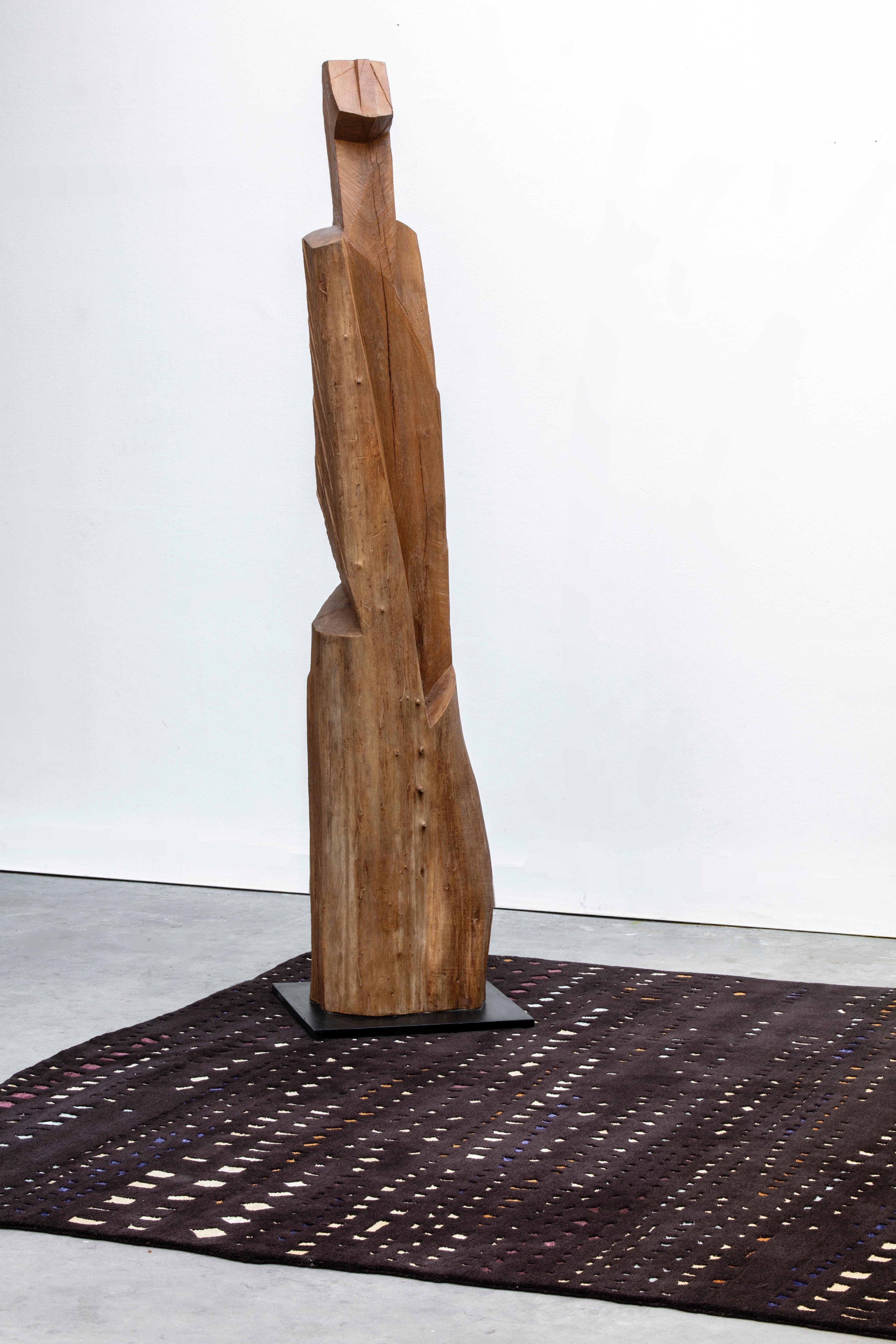 Contemporary Brutalist Elm Totem Sculpture by Sebastien Touret, France For Sale