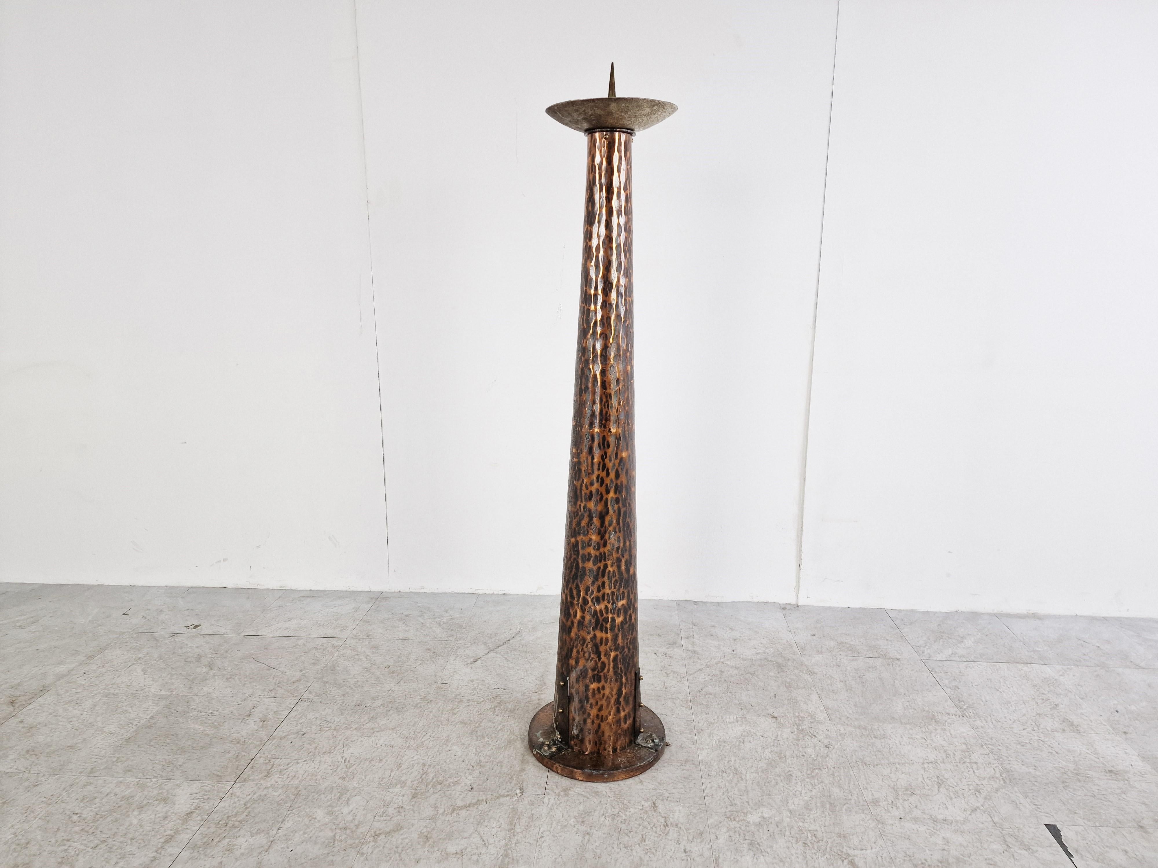 German Large Brutalist Floor Candle Stand, 1970s For Sale