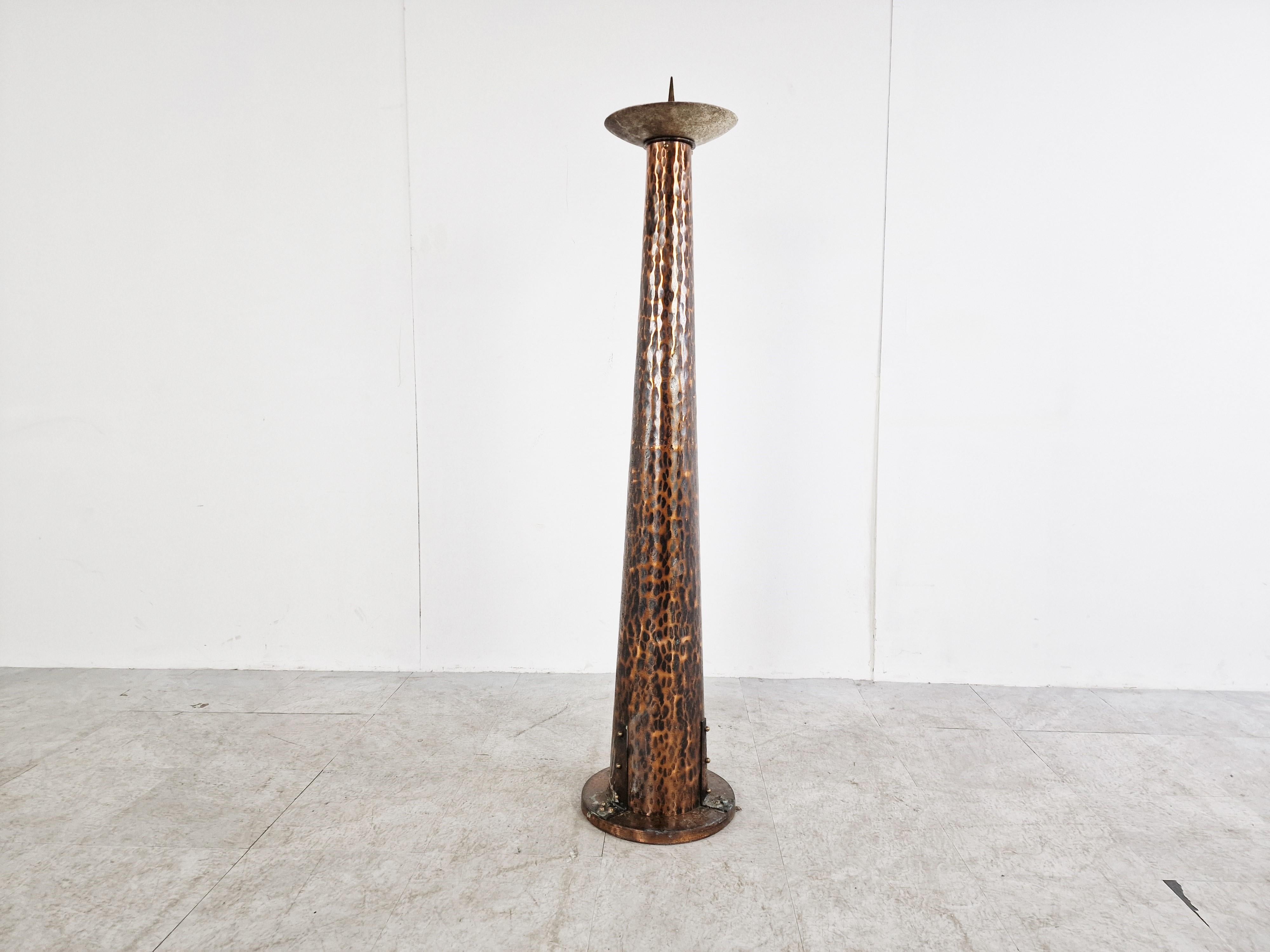Large Brutalist Floor Candle Stand, 1970s In Good Condition For Sale In HEVERLEE, BE