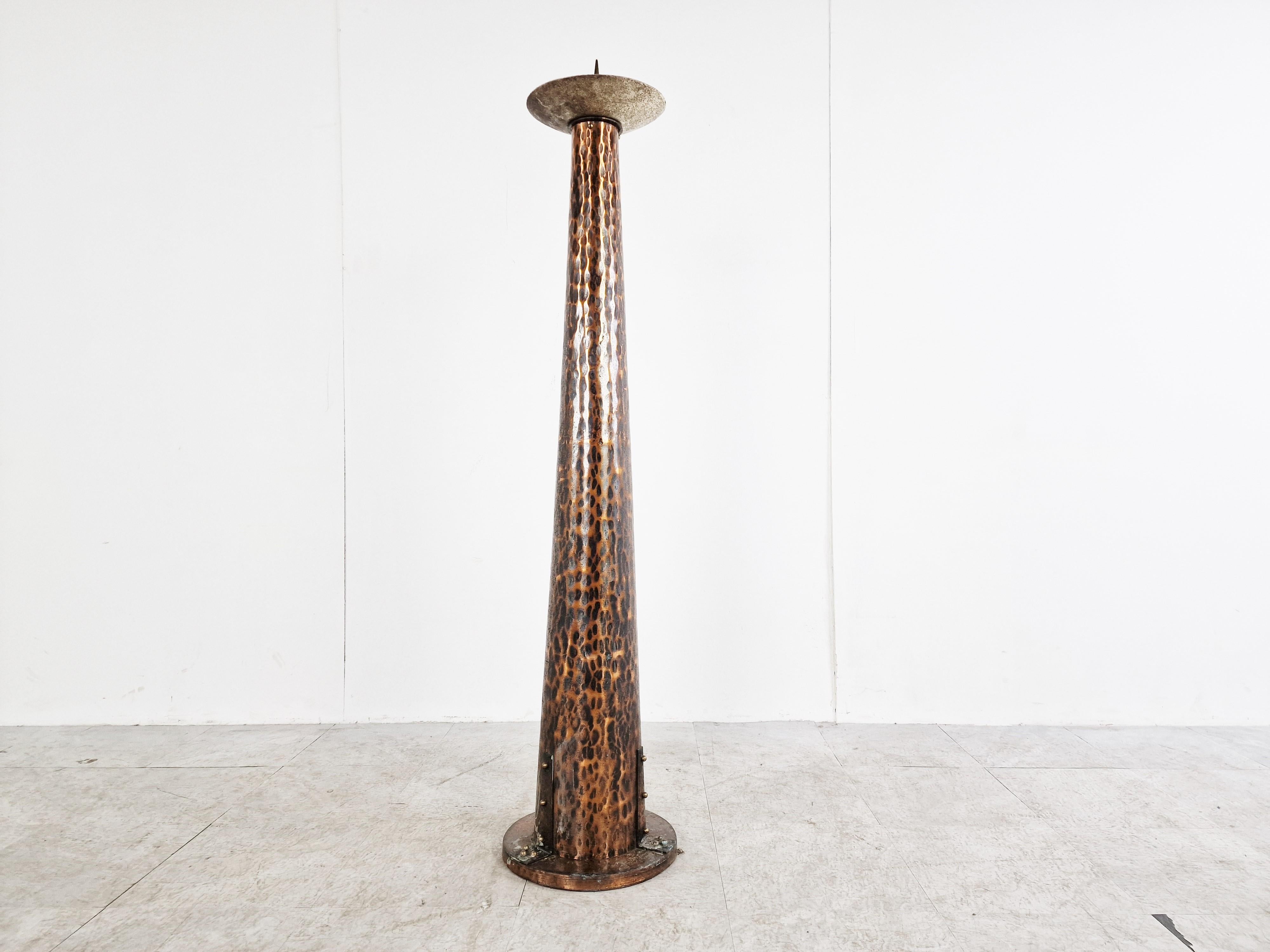 Large Brutalist Floor Candle Stand, 1970s For Sale 1