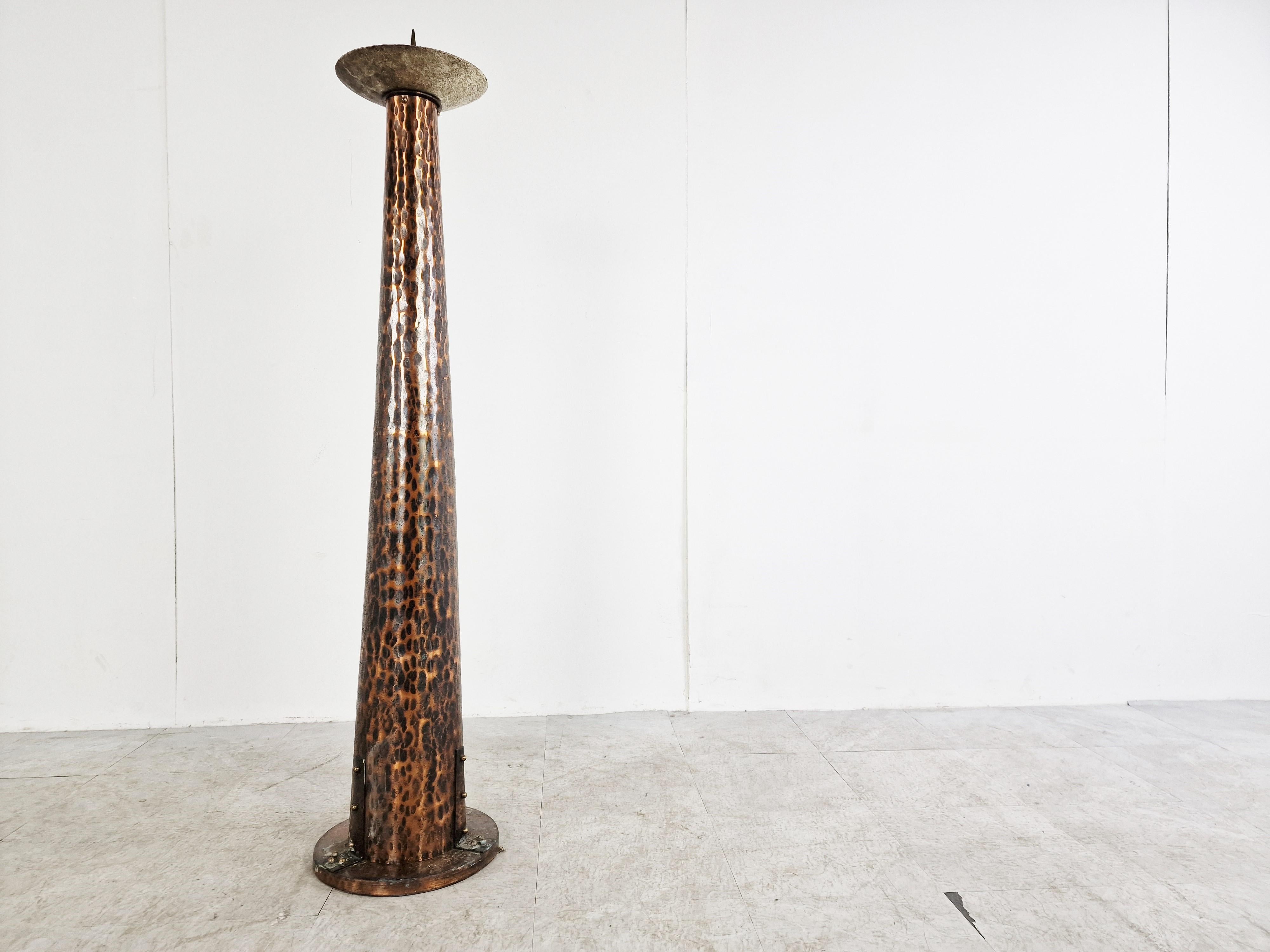 Large Brutalist Floor Candle Stand, 1970s For Sale 2