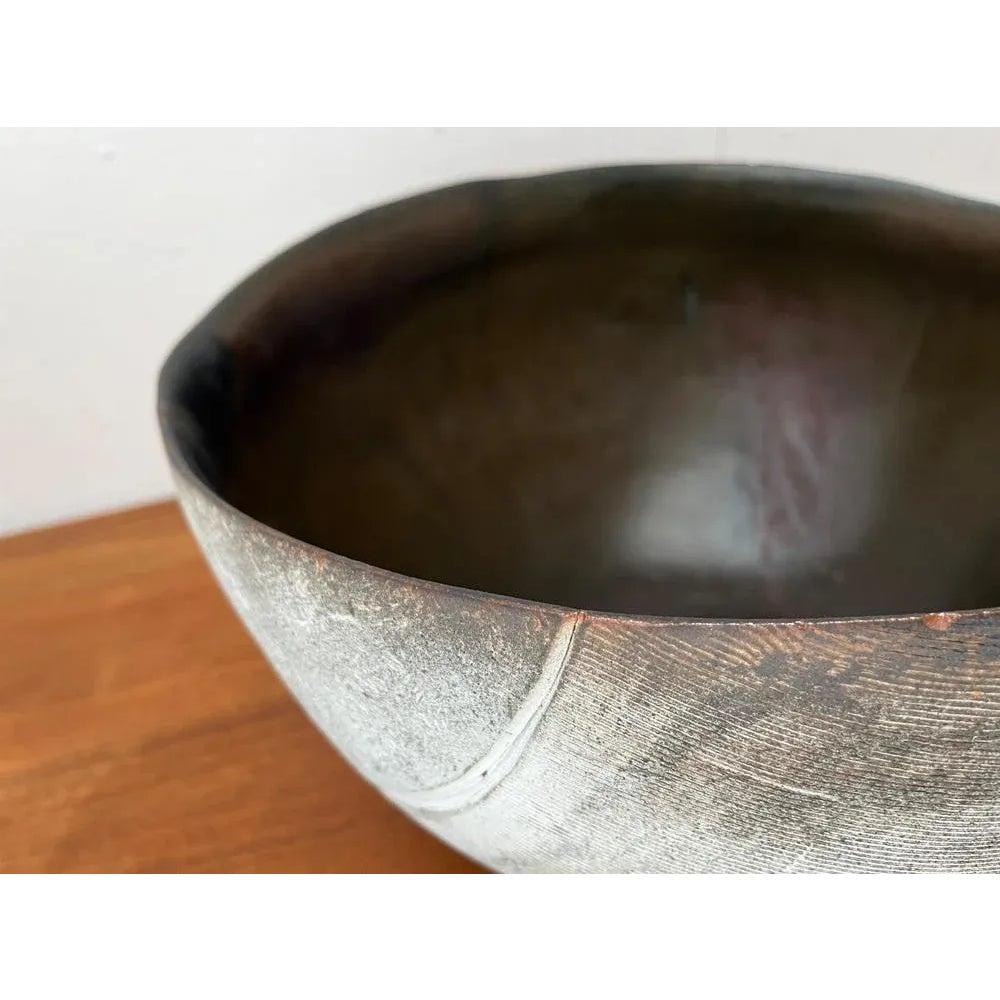 Large Brutalist German Studio Pottery Bowl by Gerhard Liebenthron, 1980s For Sale 5