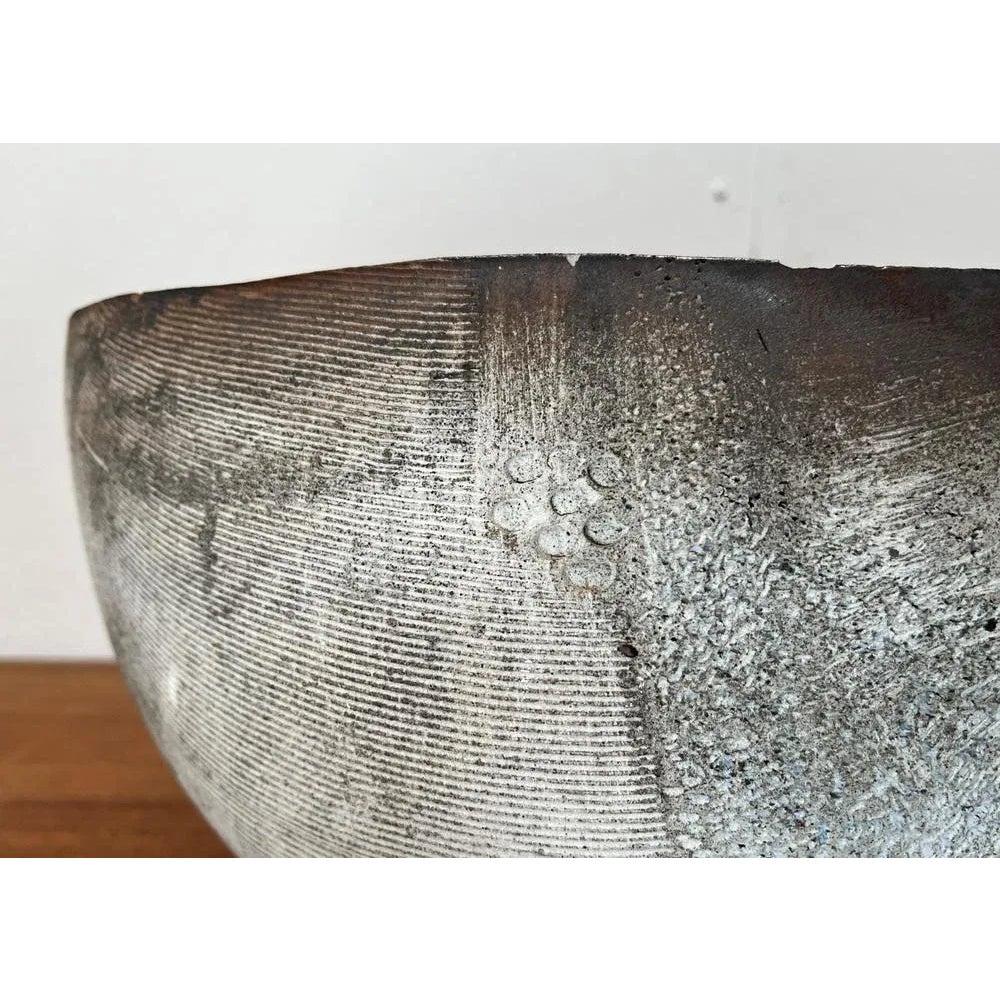 Large Brutalist German Studio Pottery Bowl by Gerhard Liebenthron, 1980s For Sale 1