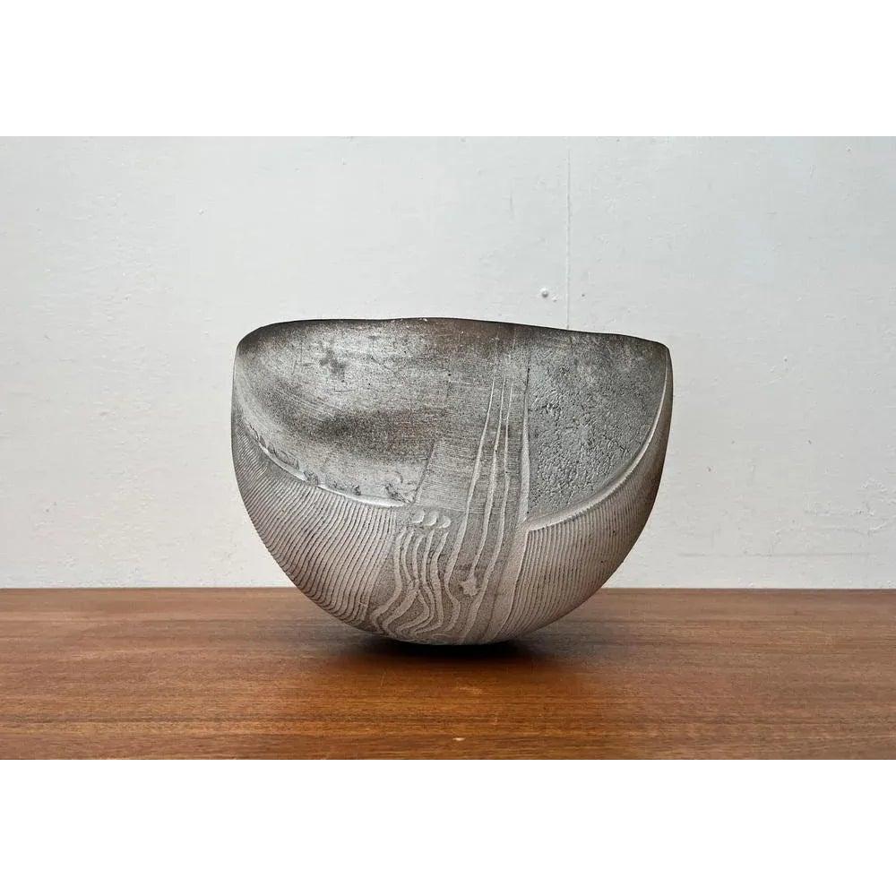Large Brutalist German Studio Pottery Bowl by Gerhard Liebenthron, 1980s For Sale 2