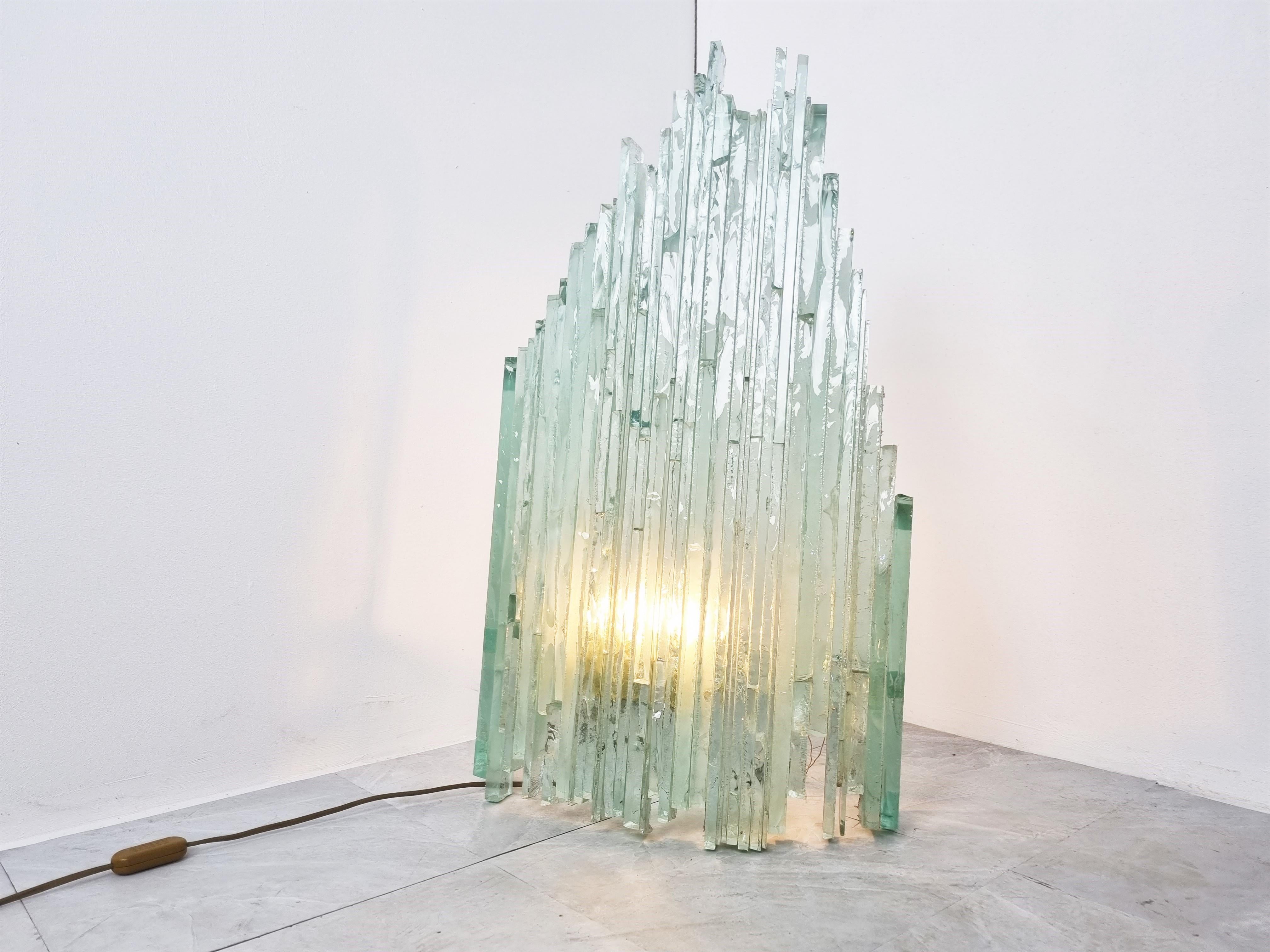Belgian Large Brutalist Glass Wall Light by Pia Manu, 1970s