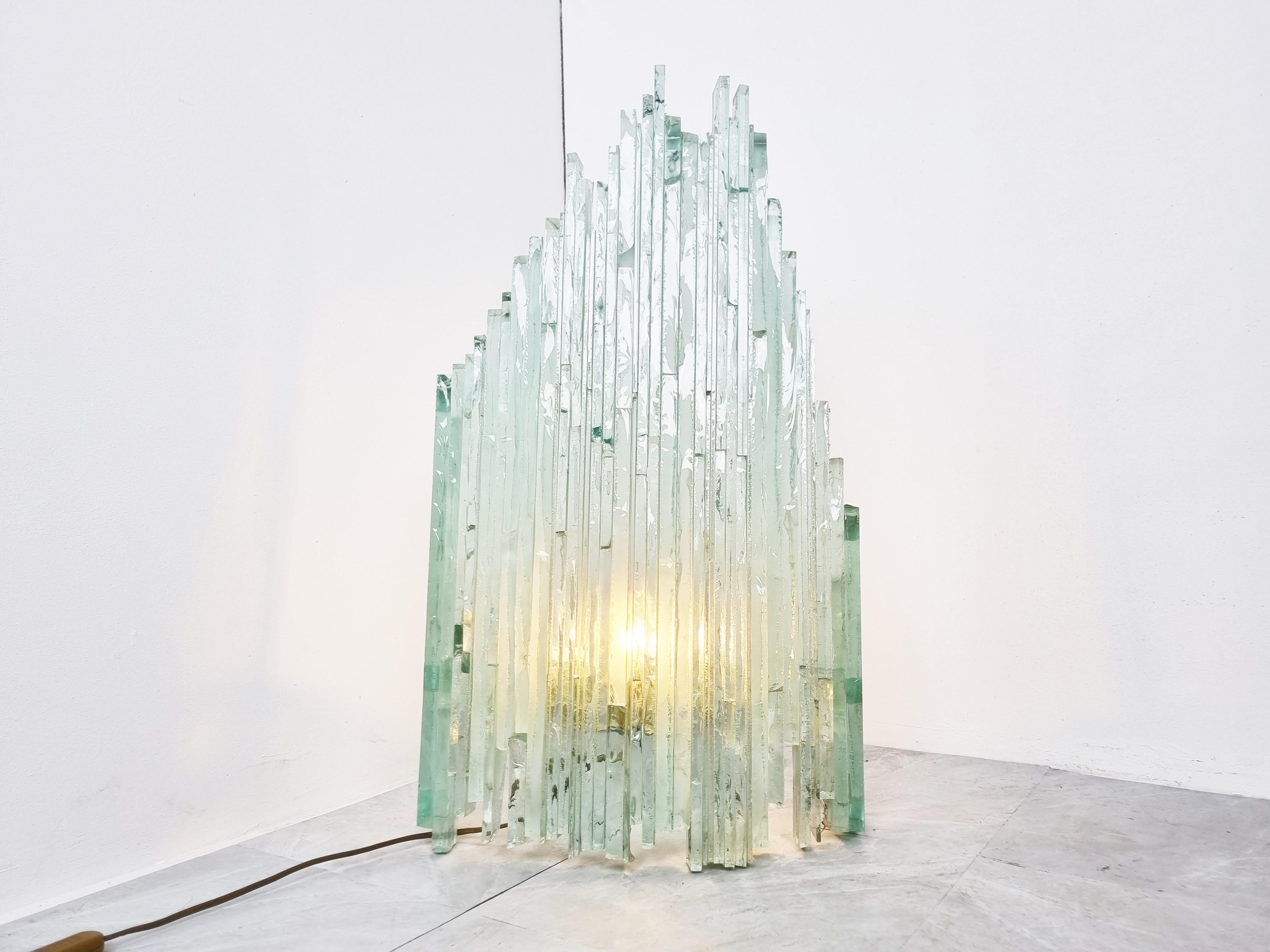 Large Brutalist Glass Wall Light by Pia Manu, 1970s In Good Condition In HEVERLEE, BE