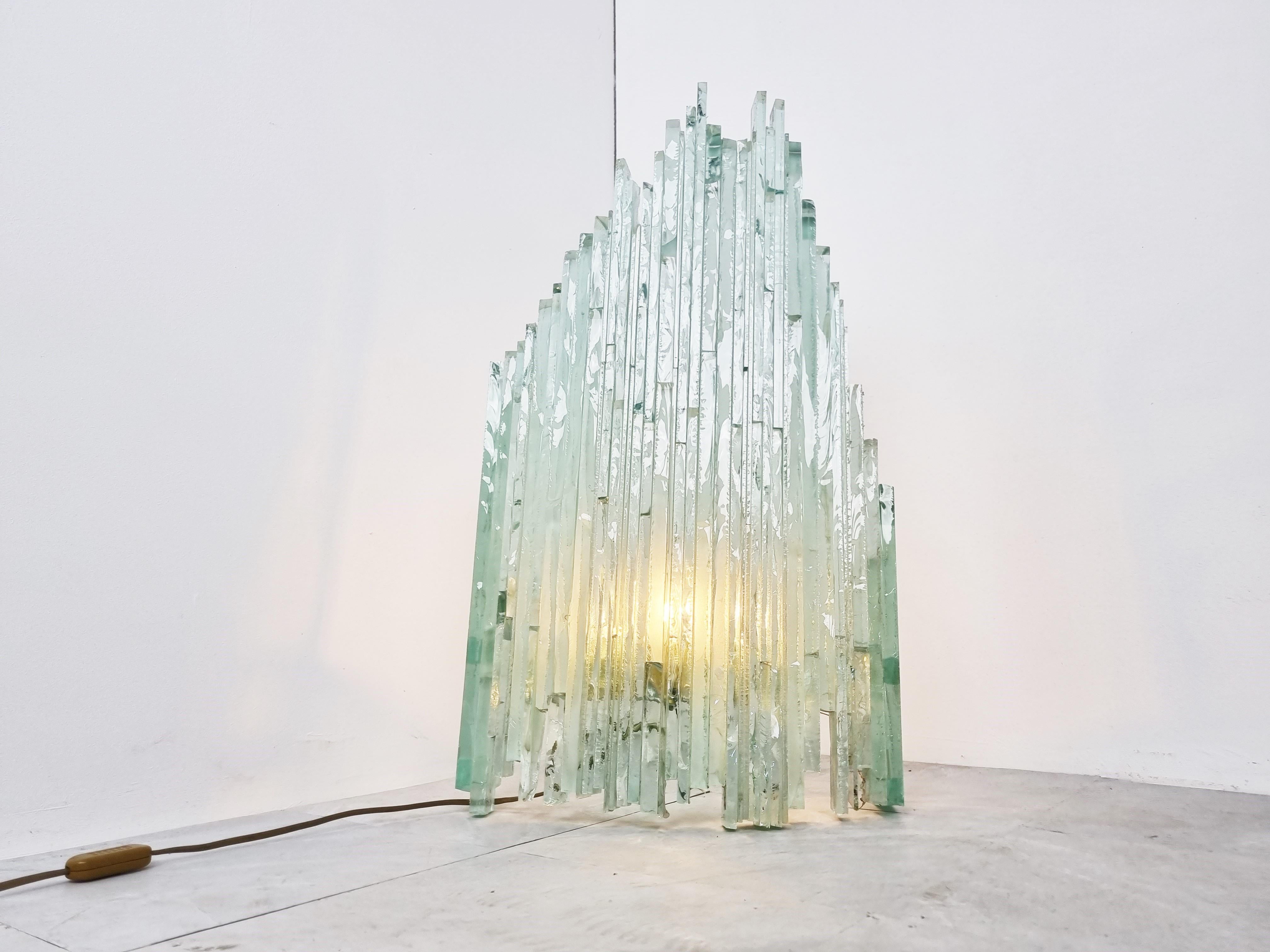 Late 20th Century Large Brutalist Glass Wall Light by Pia Manu, 1970s