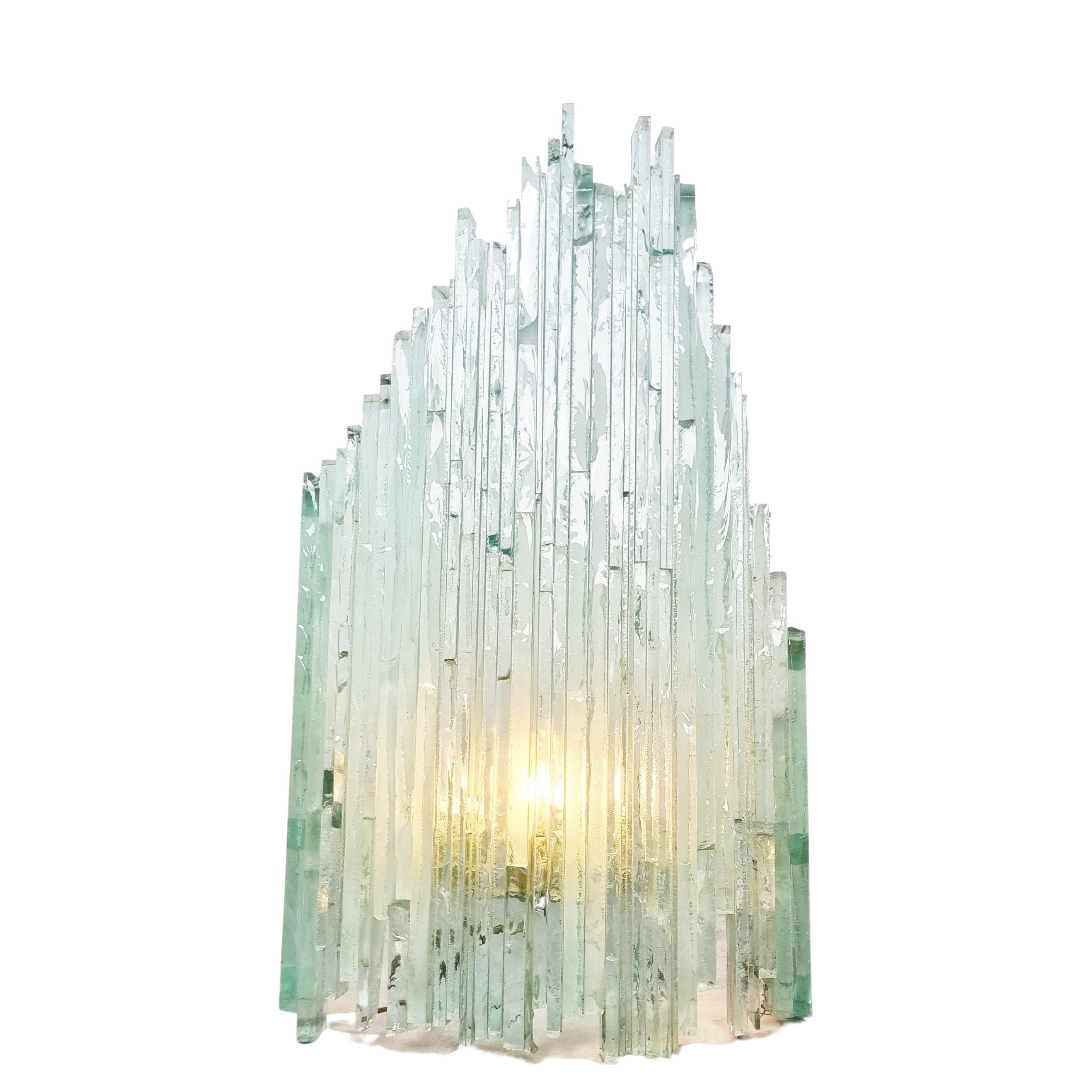 Large Brutalist Glass Wall Light by Pia Manu, 1970s