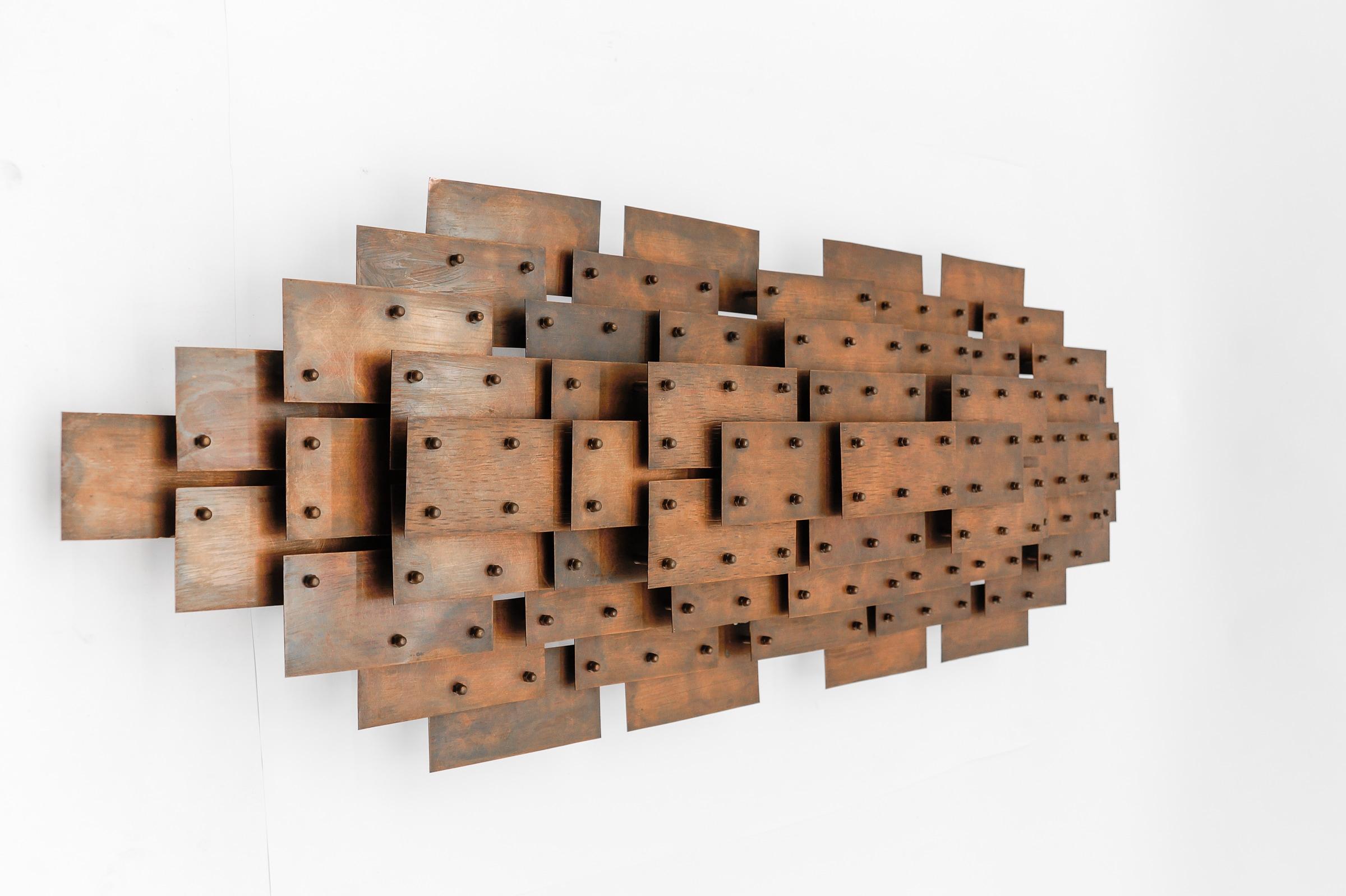 Large Brutalist Hand Made Copper Wall Sculpture, 1960s Germany In Good Condition For Sale In Nürnberg, Bayern