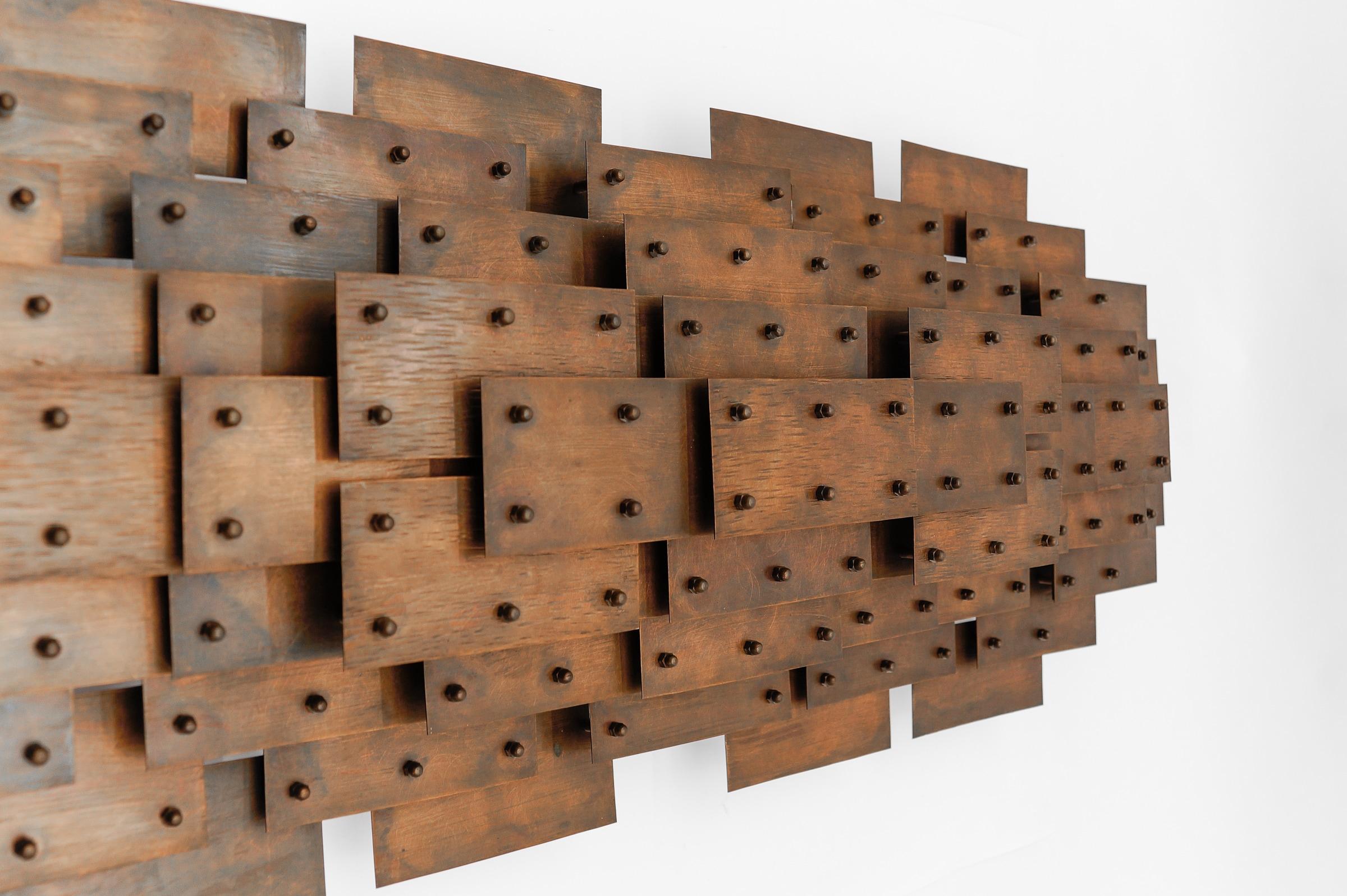 Mid-20th Century Large Brutalist Hand Made Copper Wall Sculpture, 1960s Germany For Sale