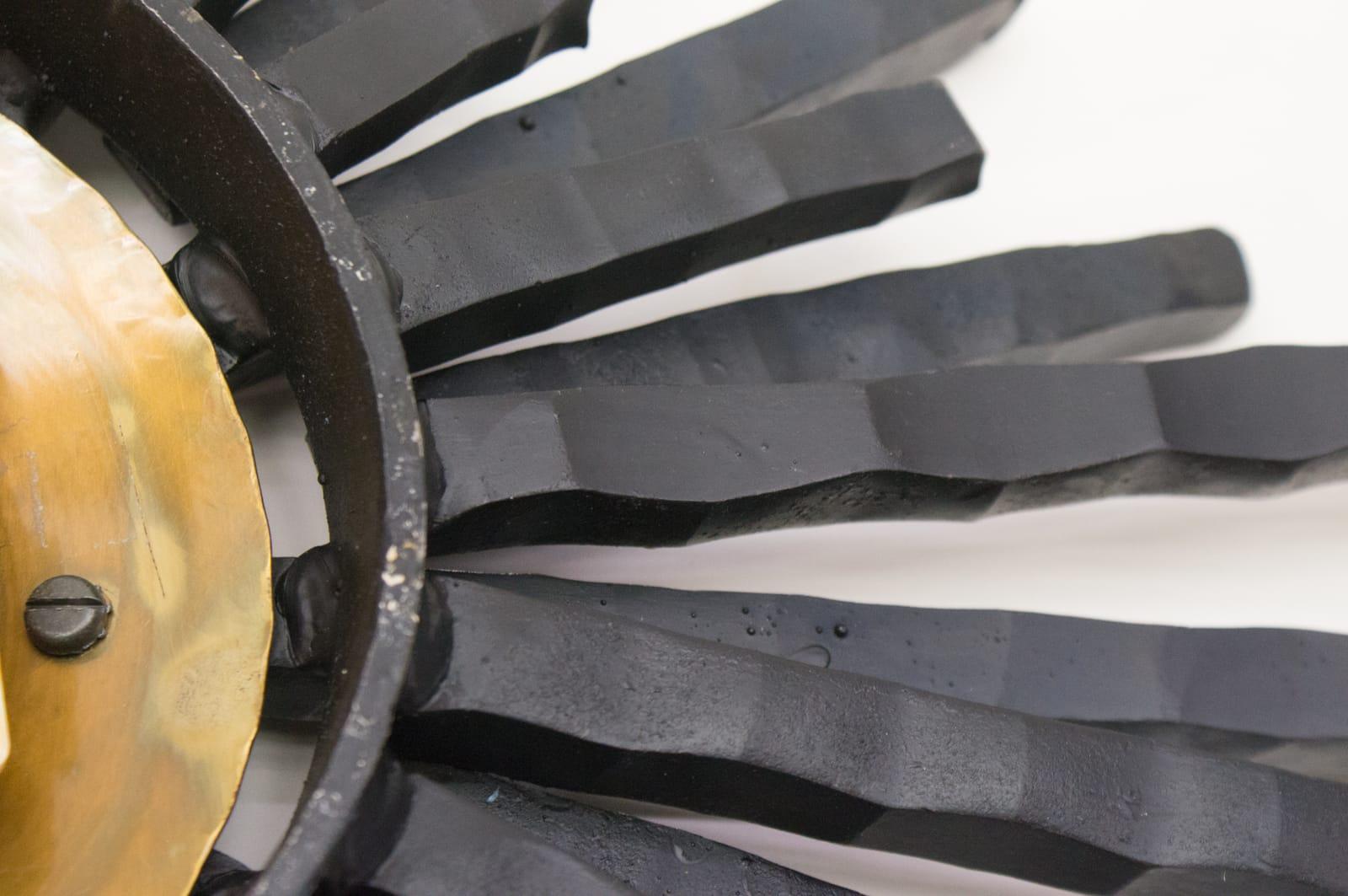 Large Brutalist Handcrafted Iron Sunburst Wall Clock, Germany, 1960s 7