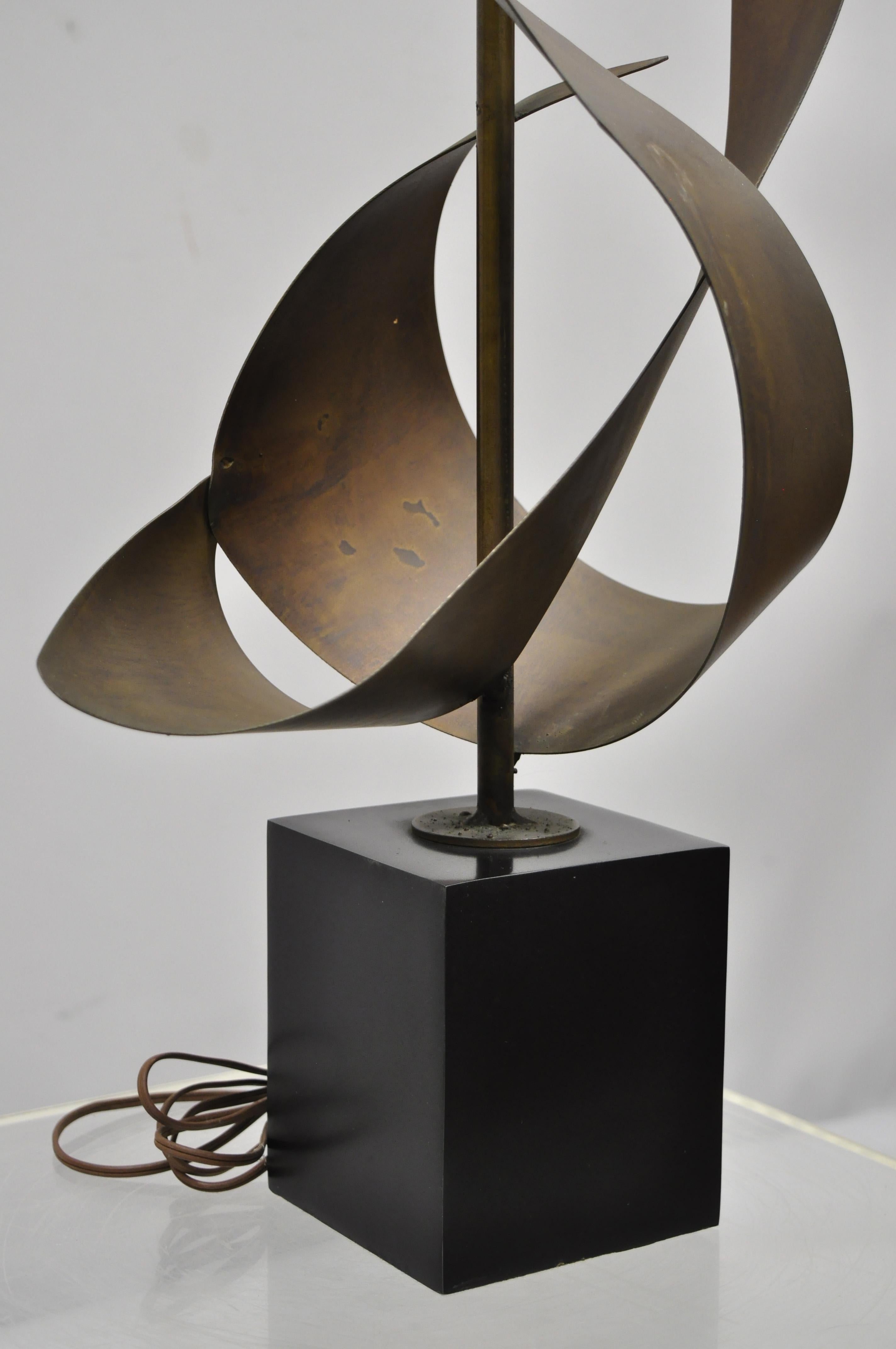 Metal Large Brutalist Harry Balmer Mid-Century Modern Ribbon Lamp for Laurel