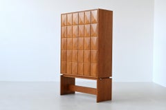 Large brutalist highboard in oak Mid-Century Germany 1970