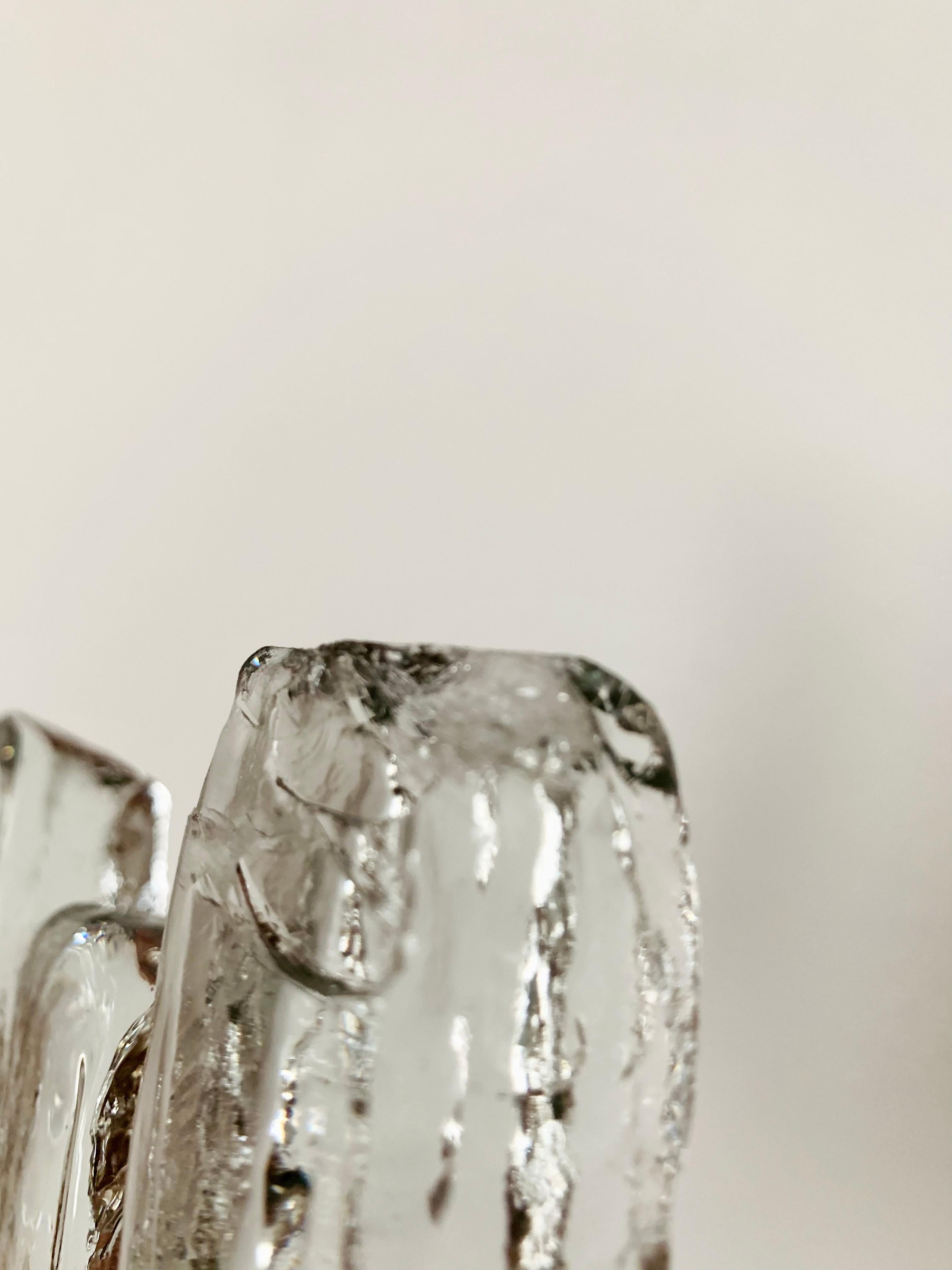 Large Brutalist Ice Glass Chandelier For Sale 10