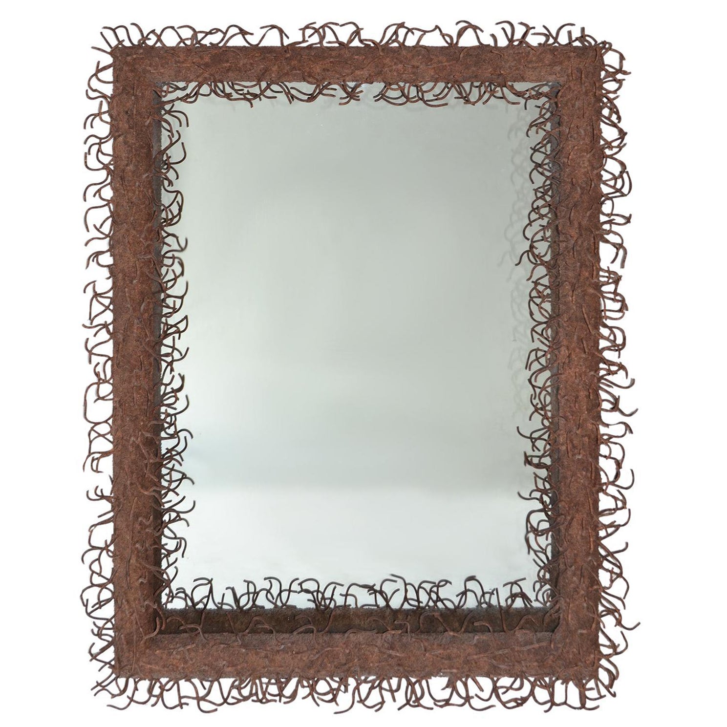 Large Brutalist Iron Mirror 'Eyelash' Avant Garde 1980s, USA For Sale