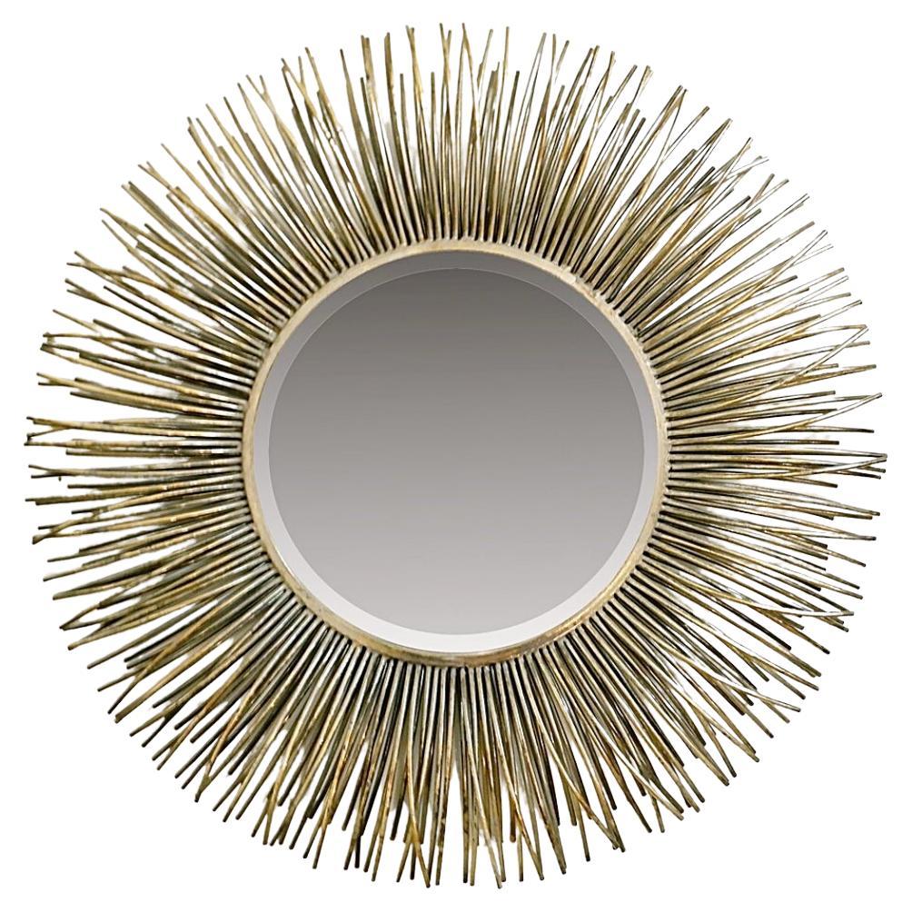 Grand miroir métallique brutaliste Ø 95cm