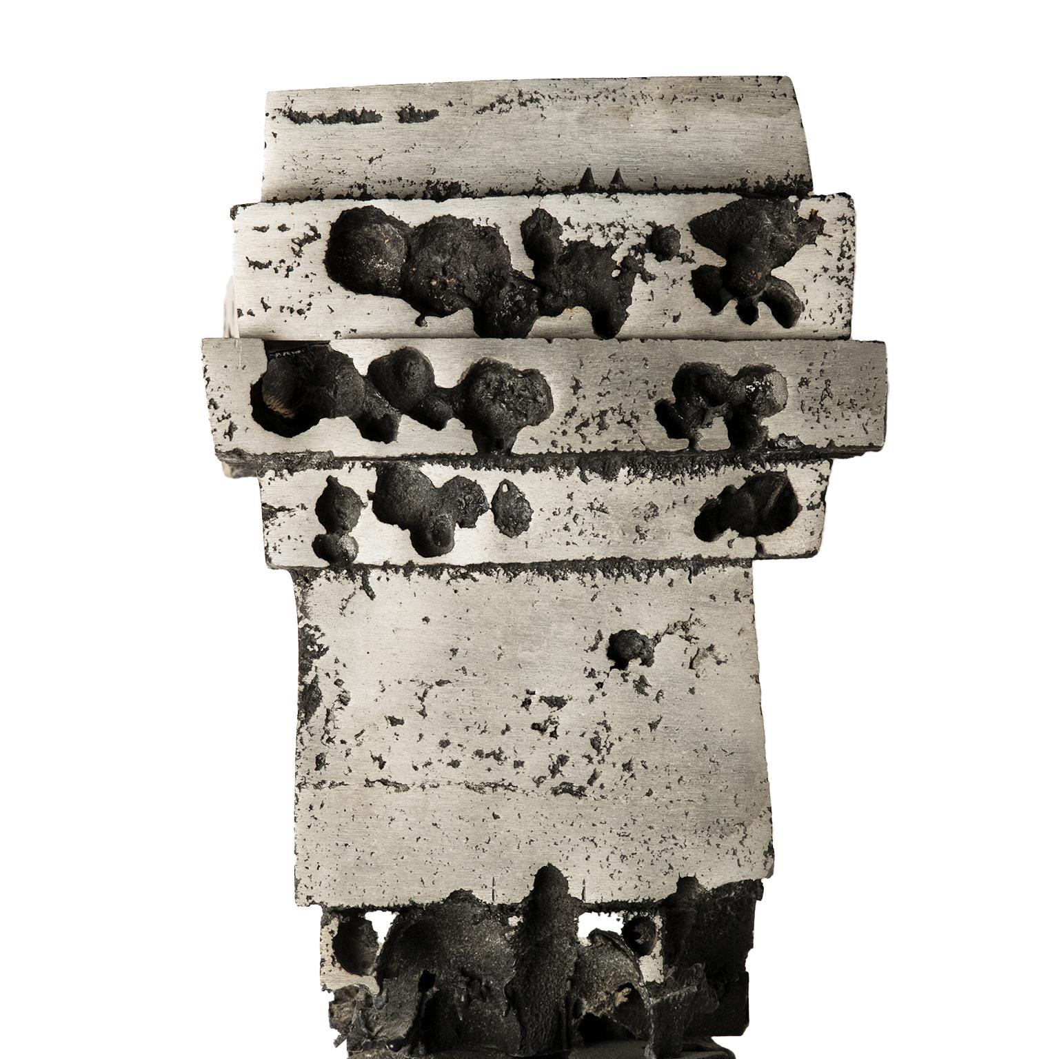 Large Brutalist Metal Sculpture on Granite Base 3