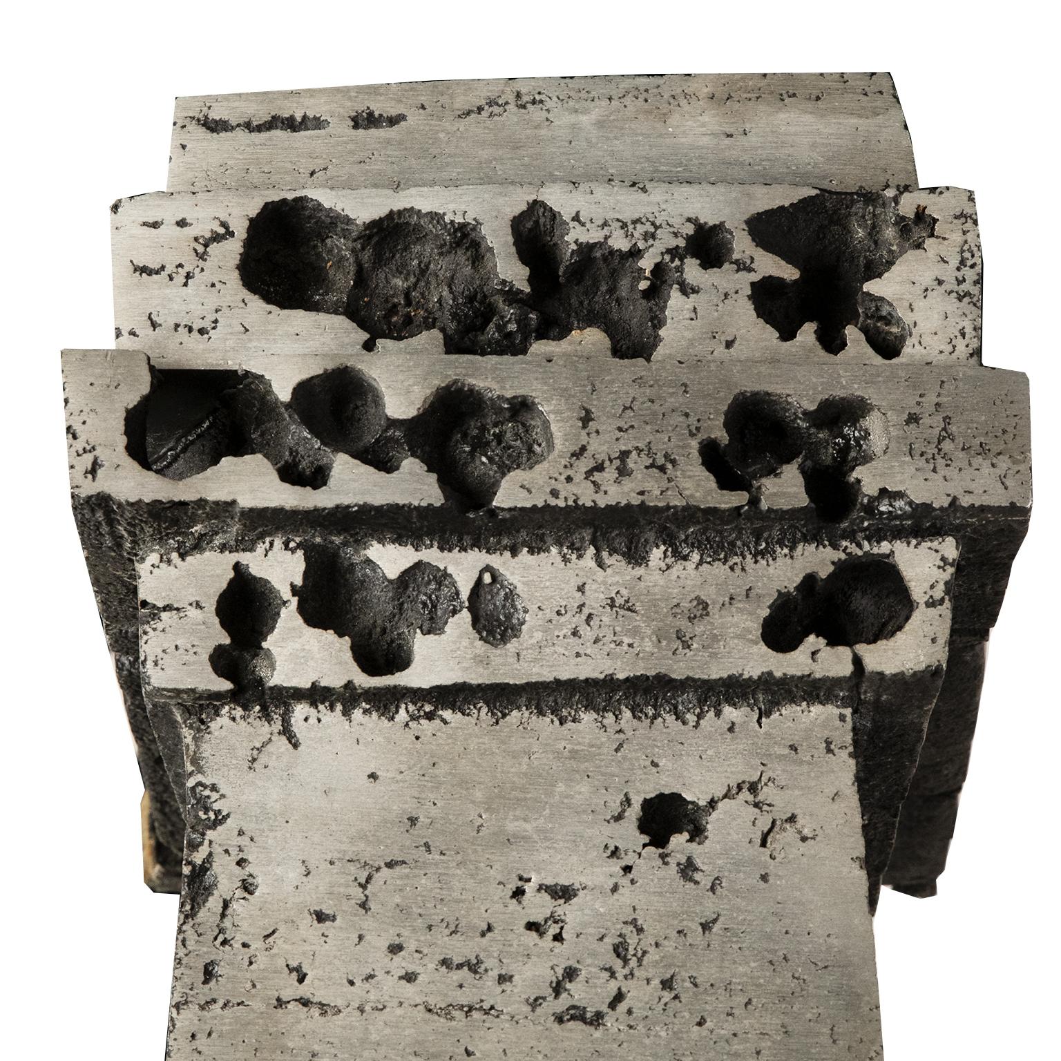 Late 20th Century Large Brutalist Metal Sculpture on Granite Base For Sale