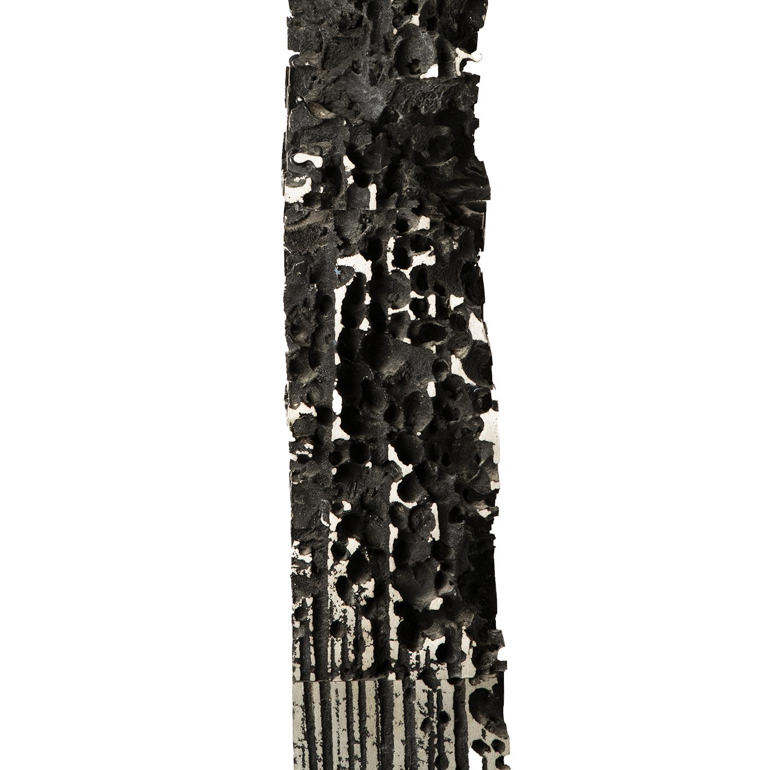 Large Brutalist Metal Sculpture on Granite Base For Sale 2