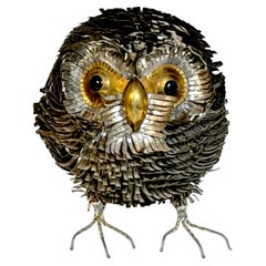Large Brutalist Metal Work Figure of an Owl, Attributed Sergio Bustamante