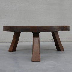 Large Brutalist Mid-Century Oak Coffee Table