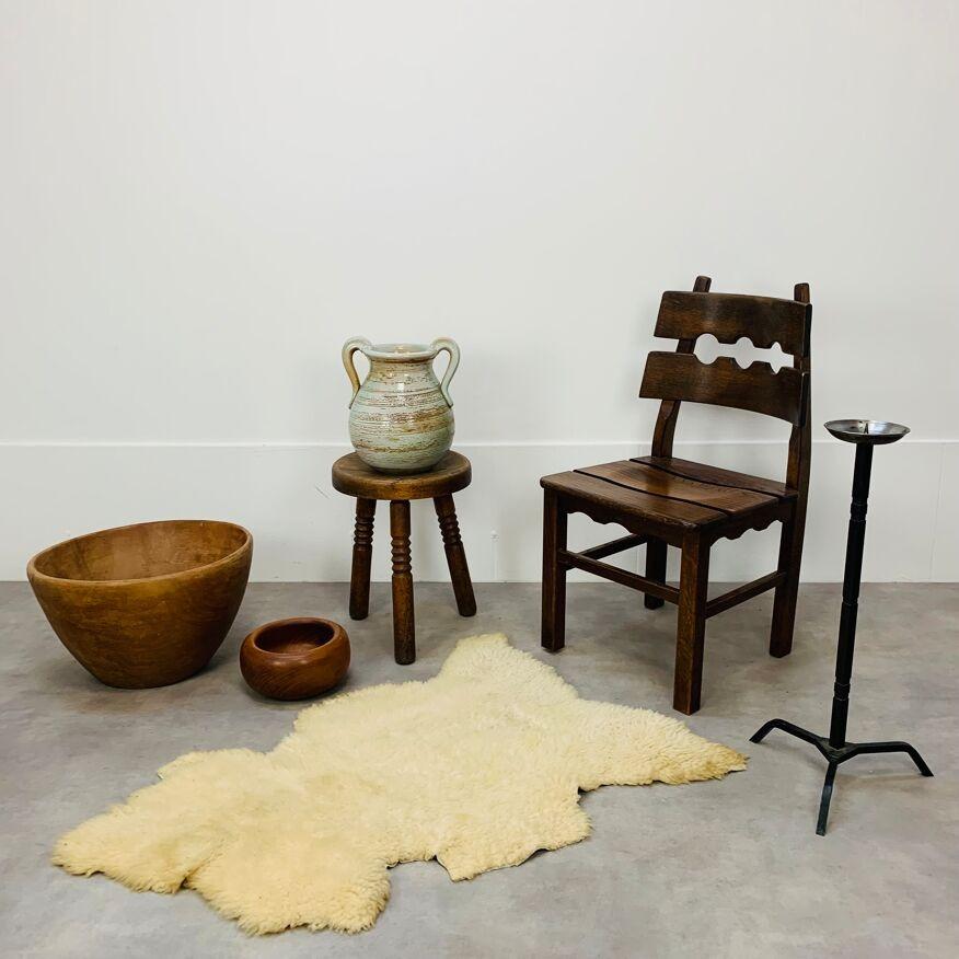 Large mid century and brutalist style wrought iron floor candelabra. 