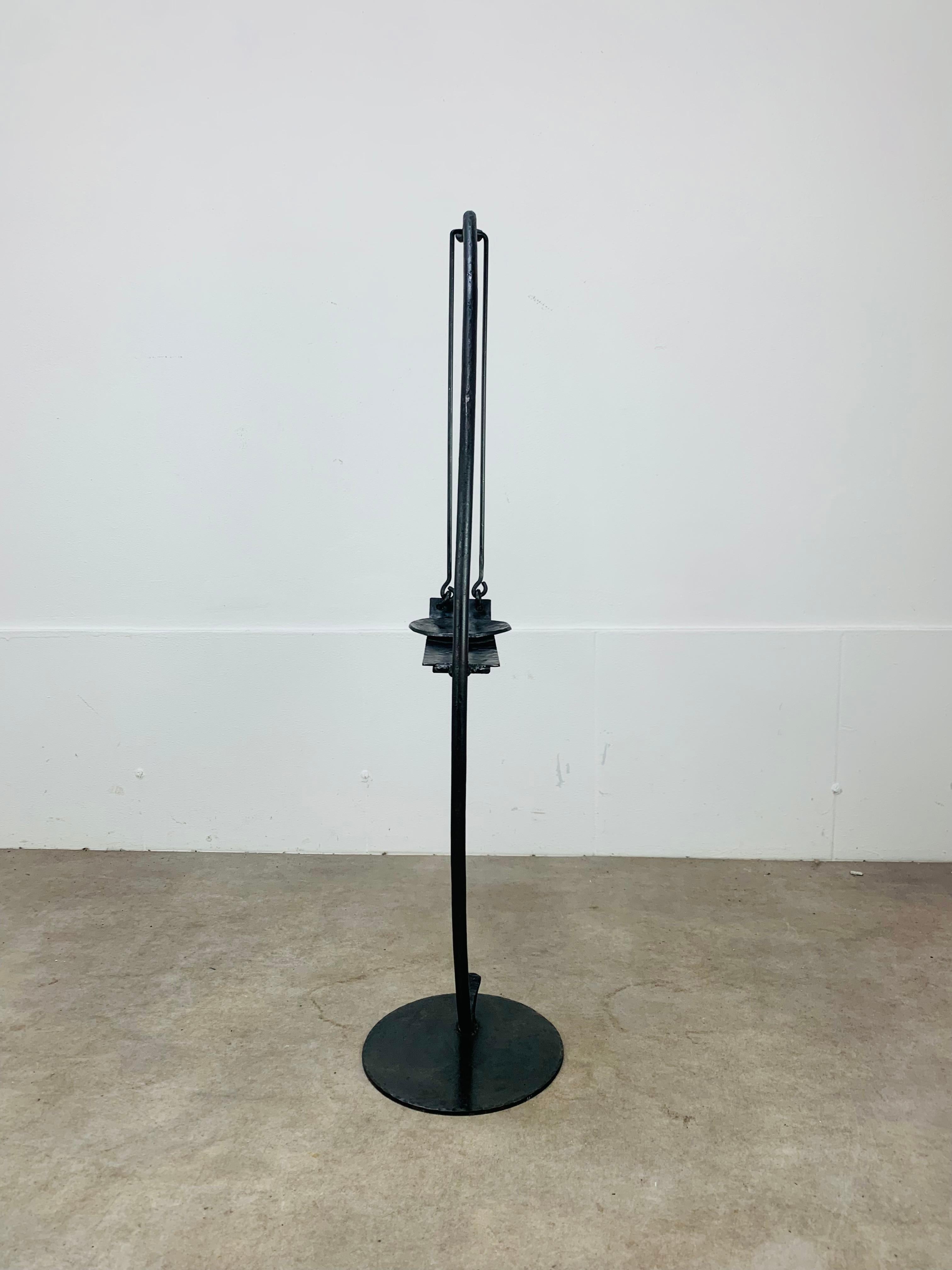 Mid-20th Century Large Brutalist Mid Century wrought iron floor candelabra candle holder For Sale