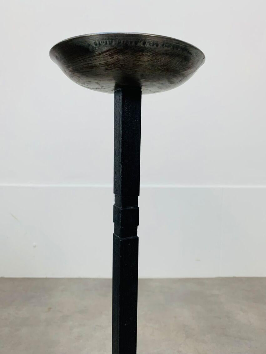 Large Brutalist Mid Century wrought iron floor candelabra candle holder For Sale 2